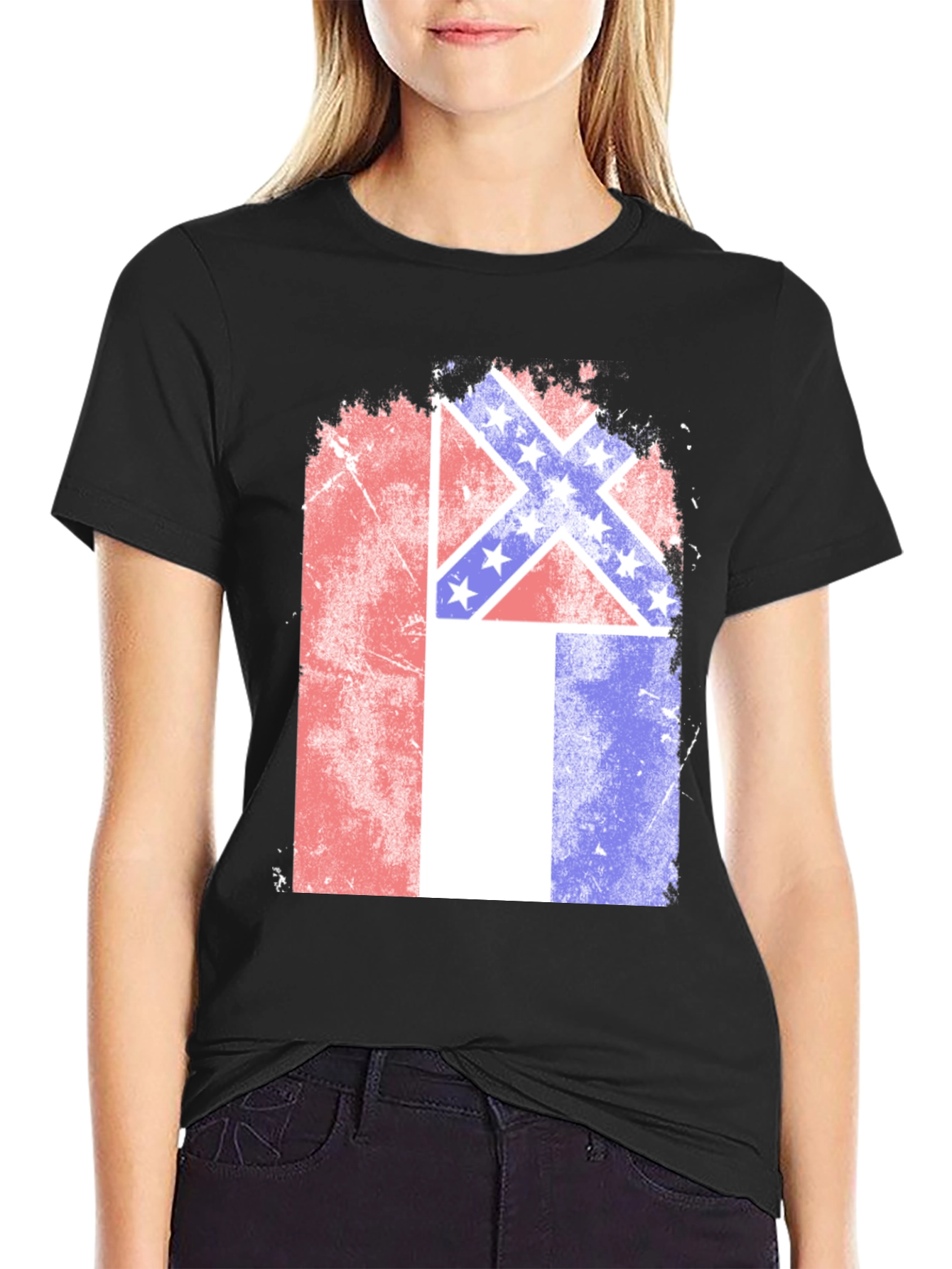 Confederate Flag T-Shirt - Distressed Patriotic Tee