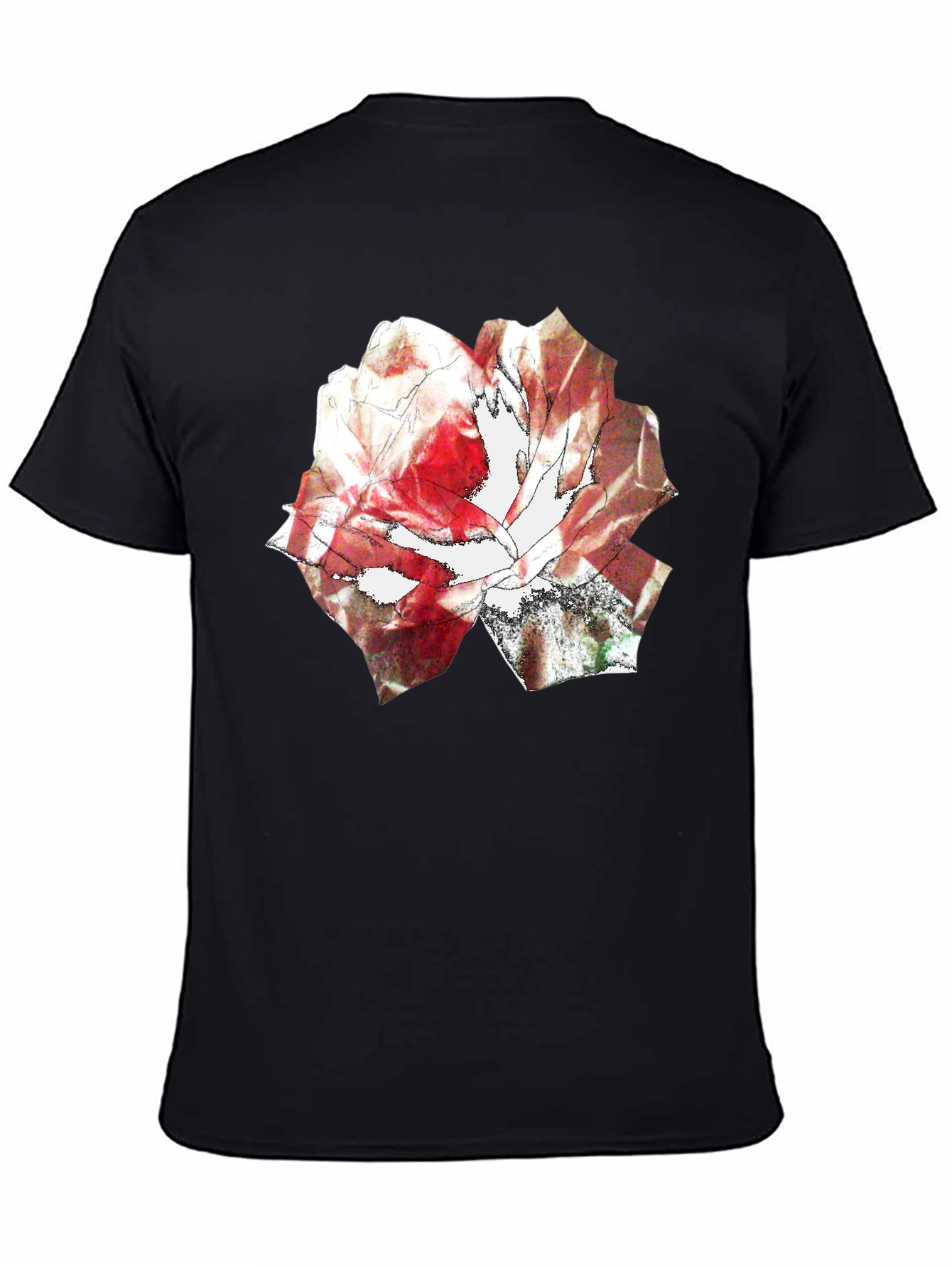 Abstract Rose Print Black T-Shirt