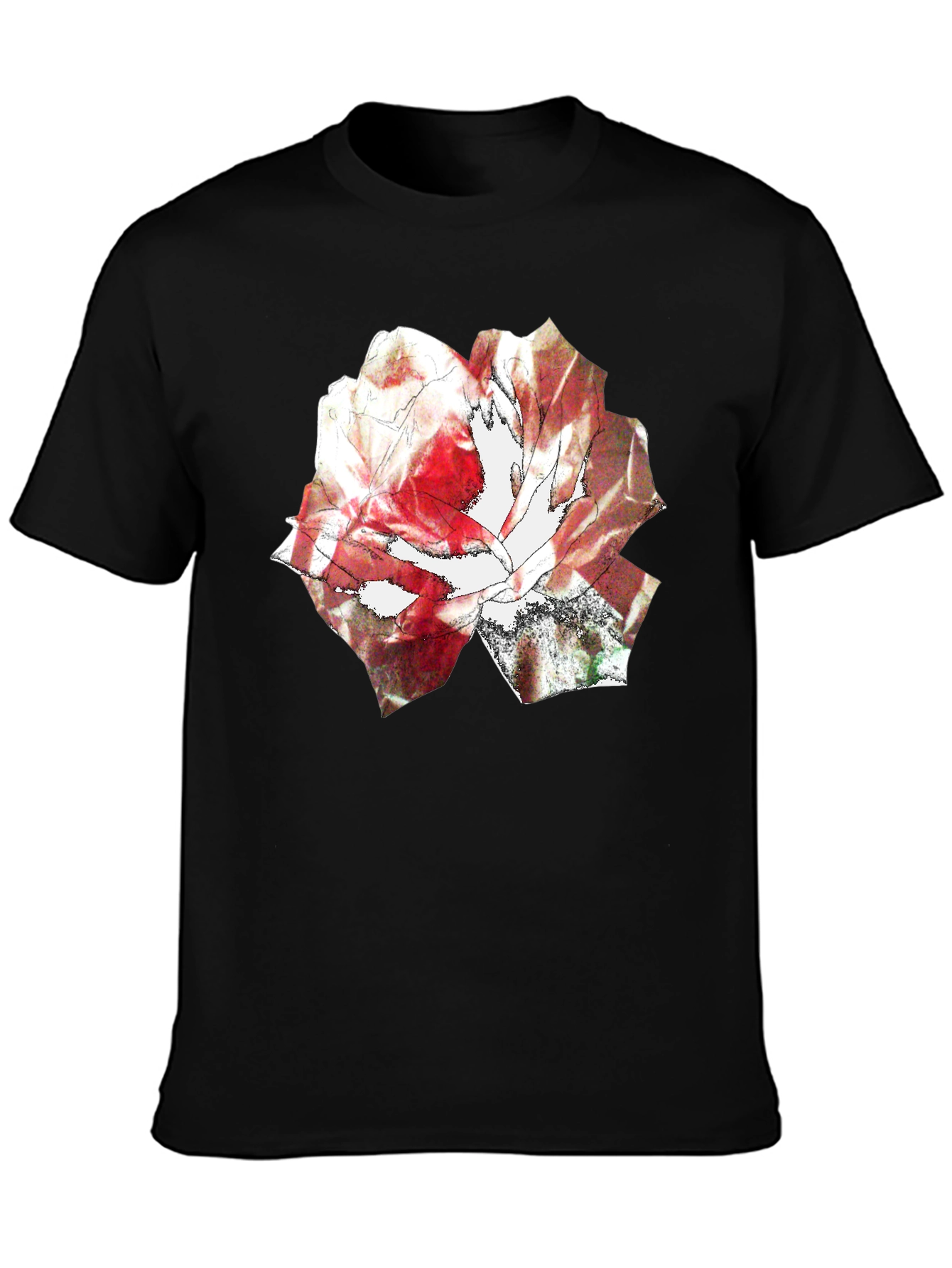 Abstract Rose Print Black T-Shirt