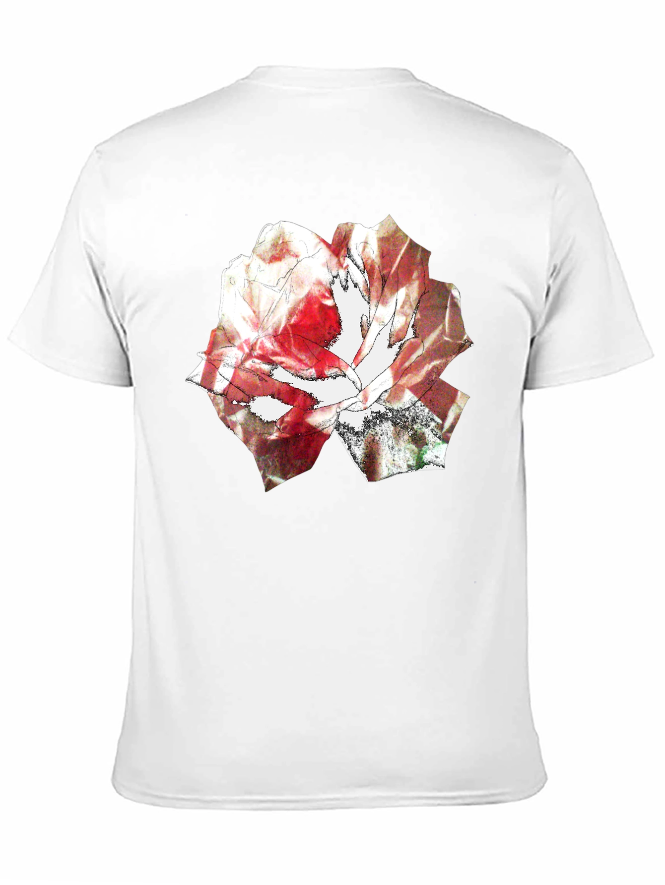 Abstract Rose Print Black T-Shirt