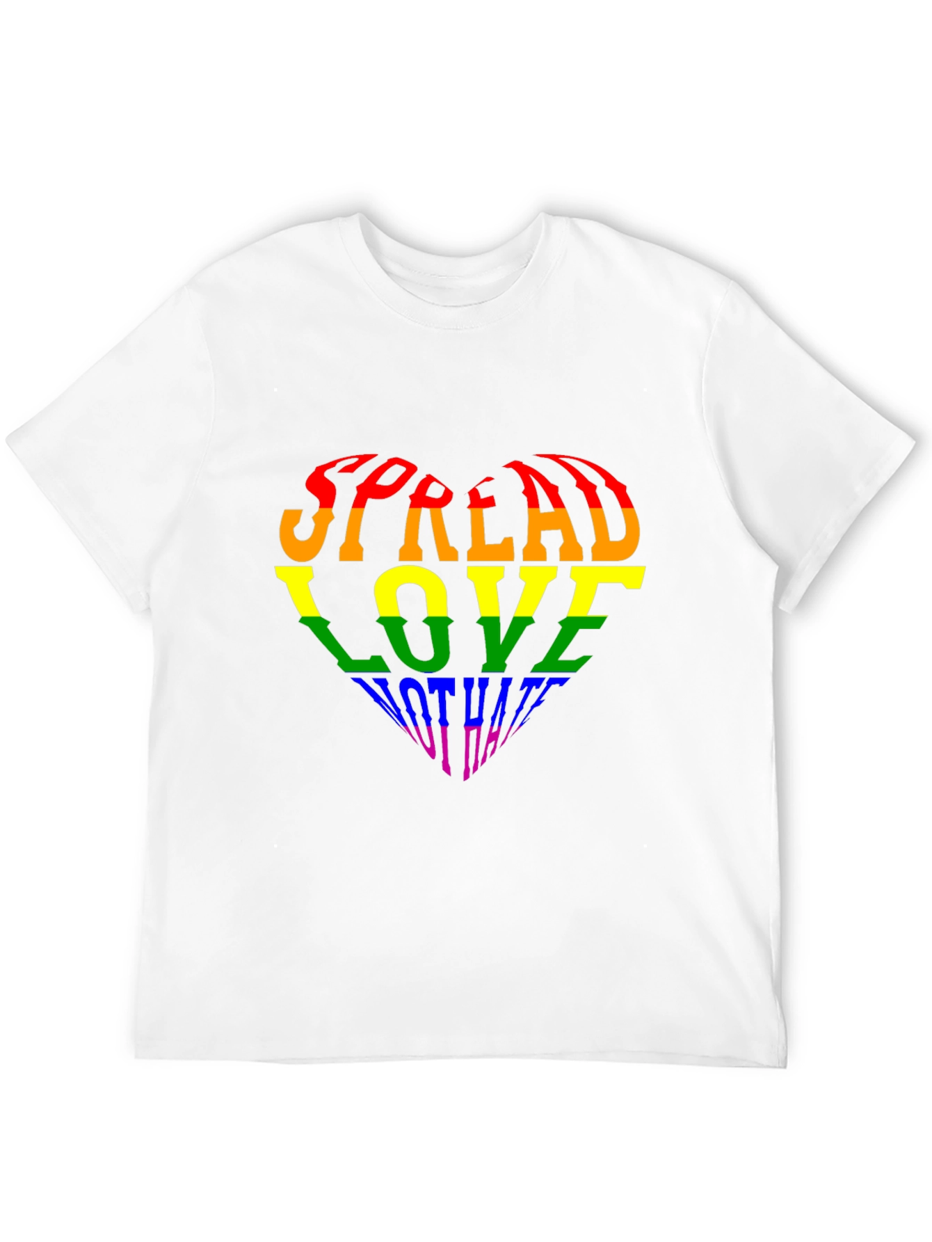 Pride Rainbow Heart Spread Love Black T-Shirt
