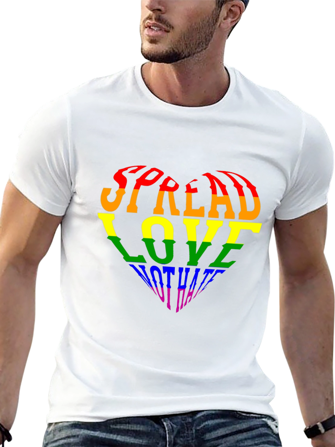 Pride Rainbow Heart Spread Love Black T-Shirt