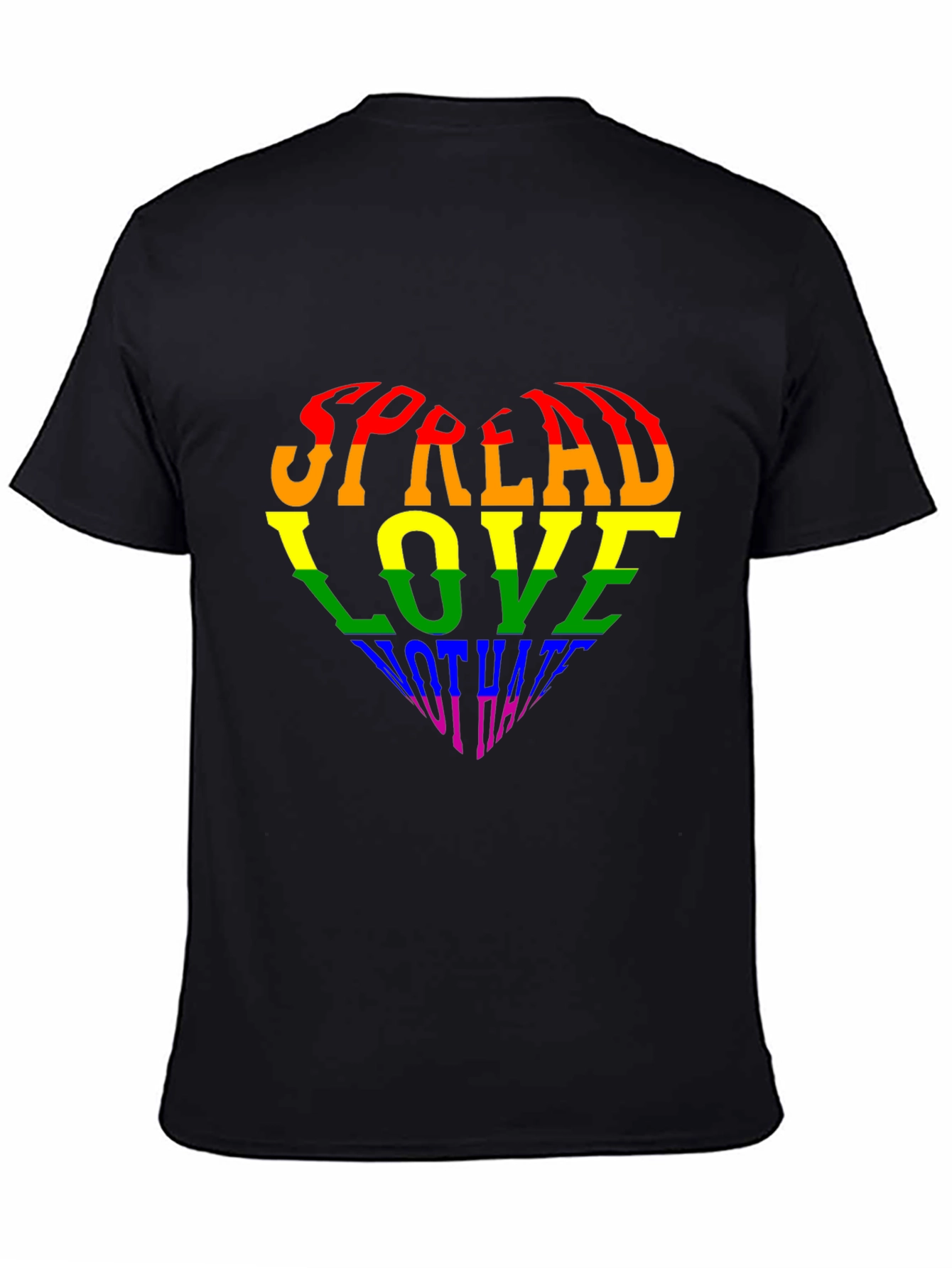Pride Rainbow Heart Spread Love Black T-Shirt