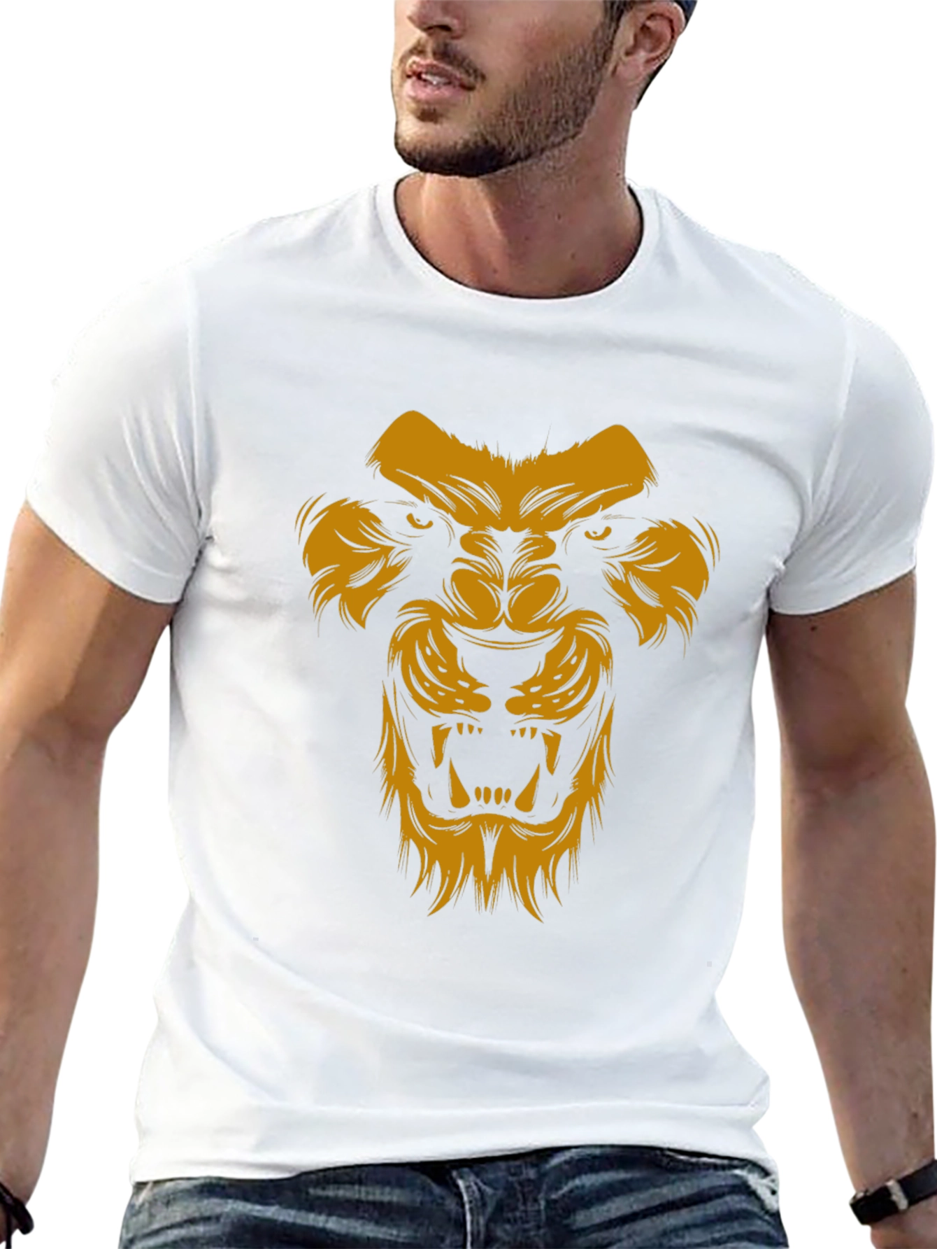 Lion Graphic Print Black T-Shirt