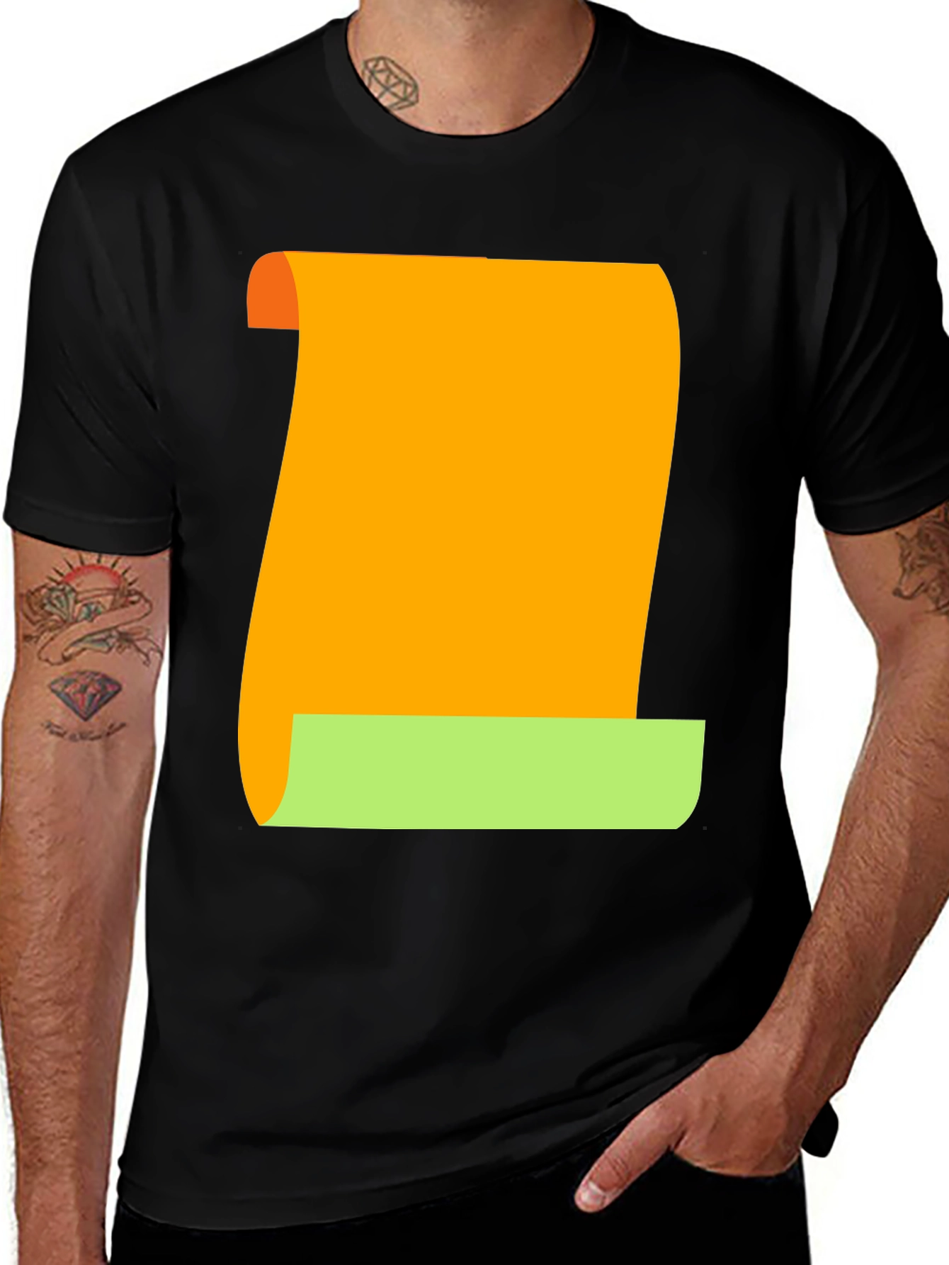 Novelty Scroll Graphic Tee - Black Cotton Blend