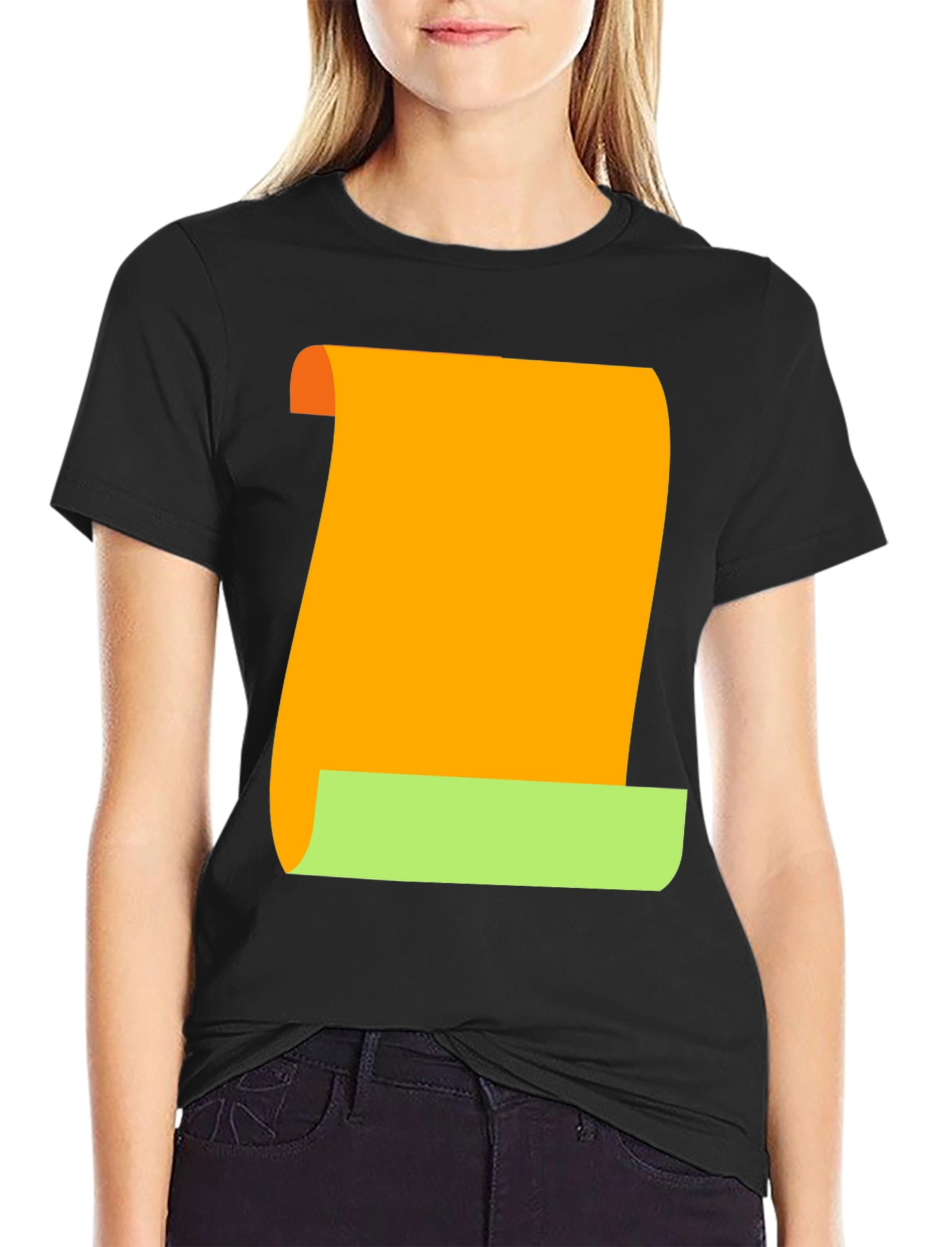 Novelty Scroll Graphic Tee - Black Cotton Blend