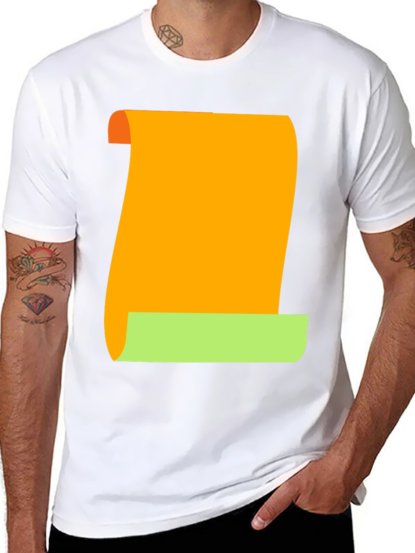 Novelty Scroll Graphic Tee - Black Cotton Blend