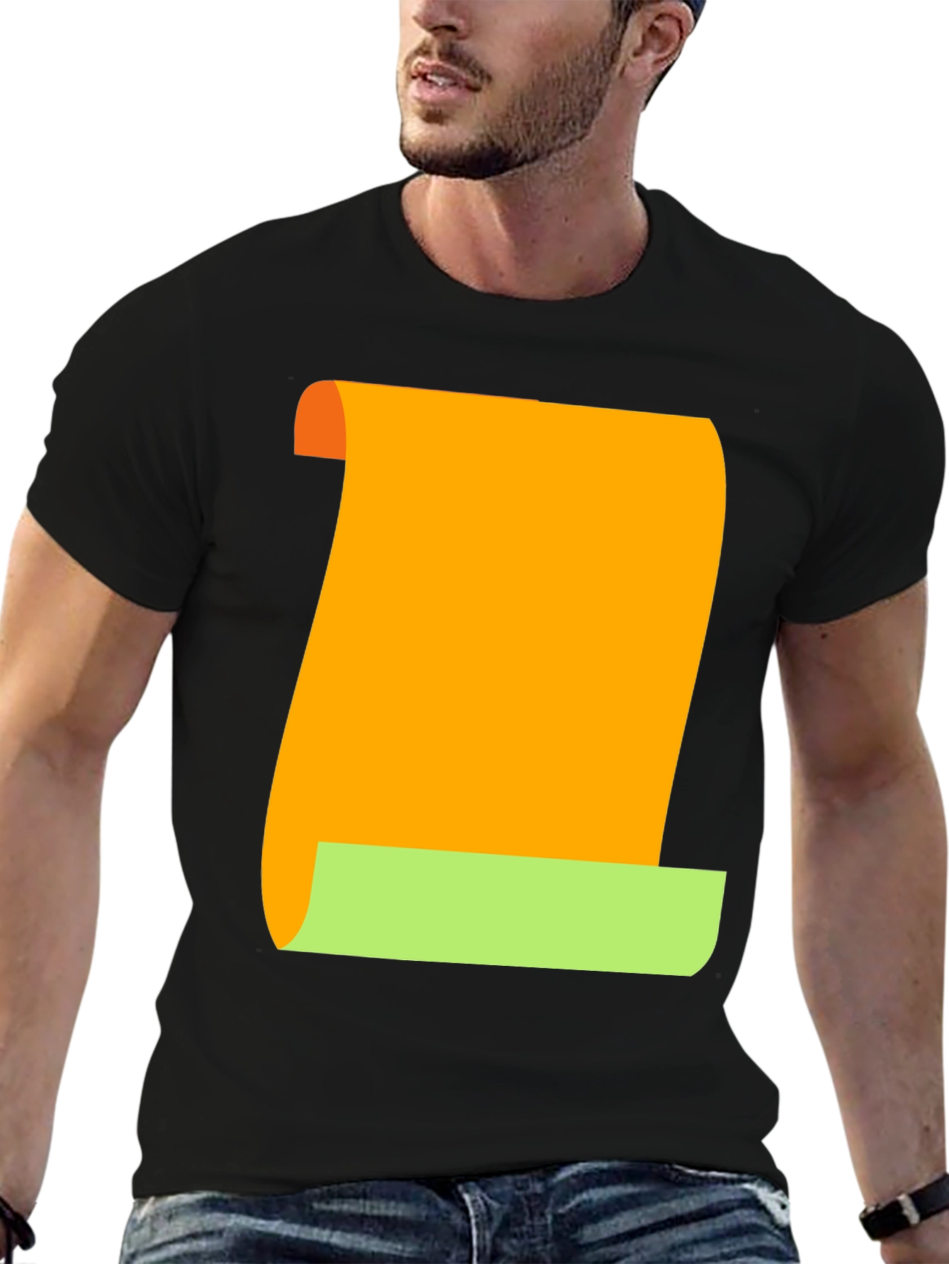 Novelty Scroll Graphic Tee - Black Cotton Blend