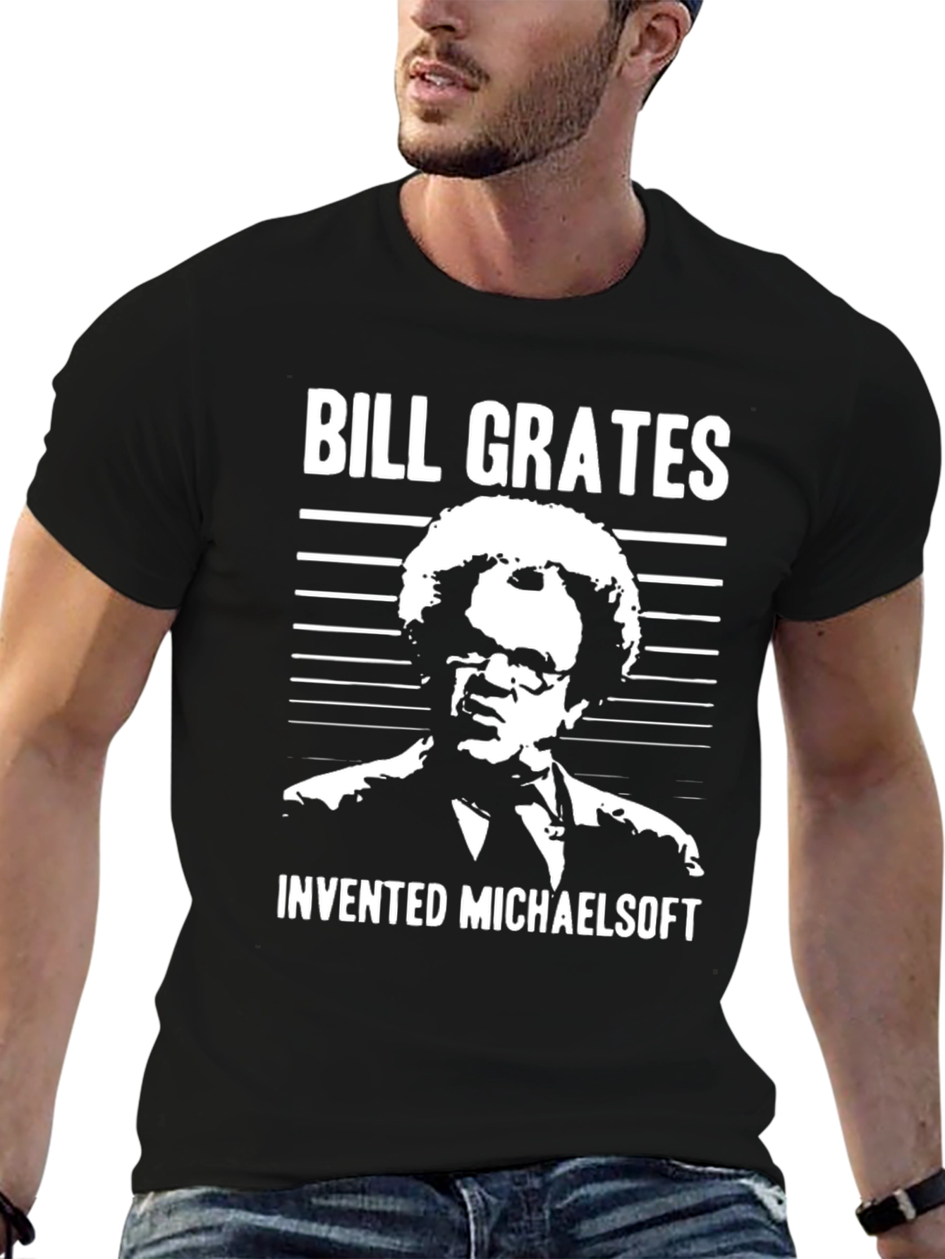 Bill Grates Invented Michaelsoft Black T-Shirt