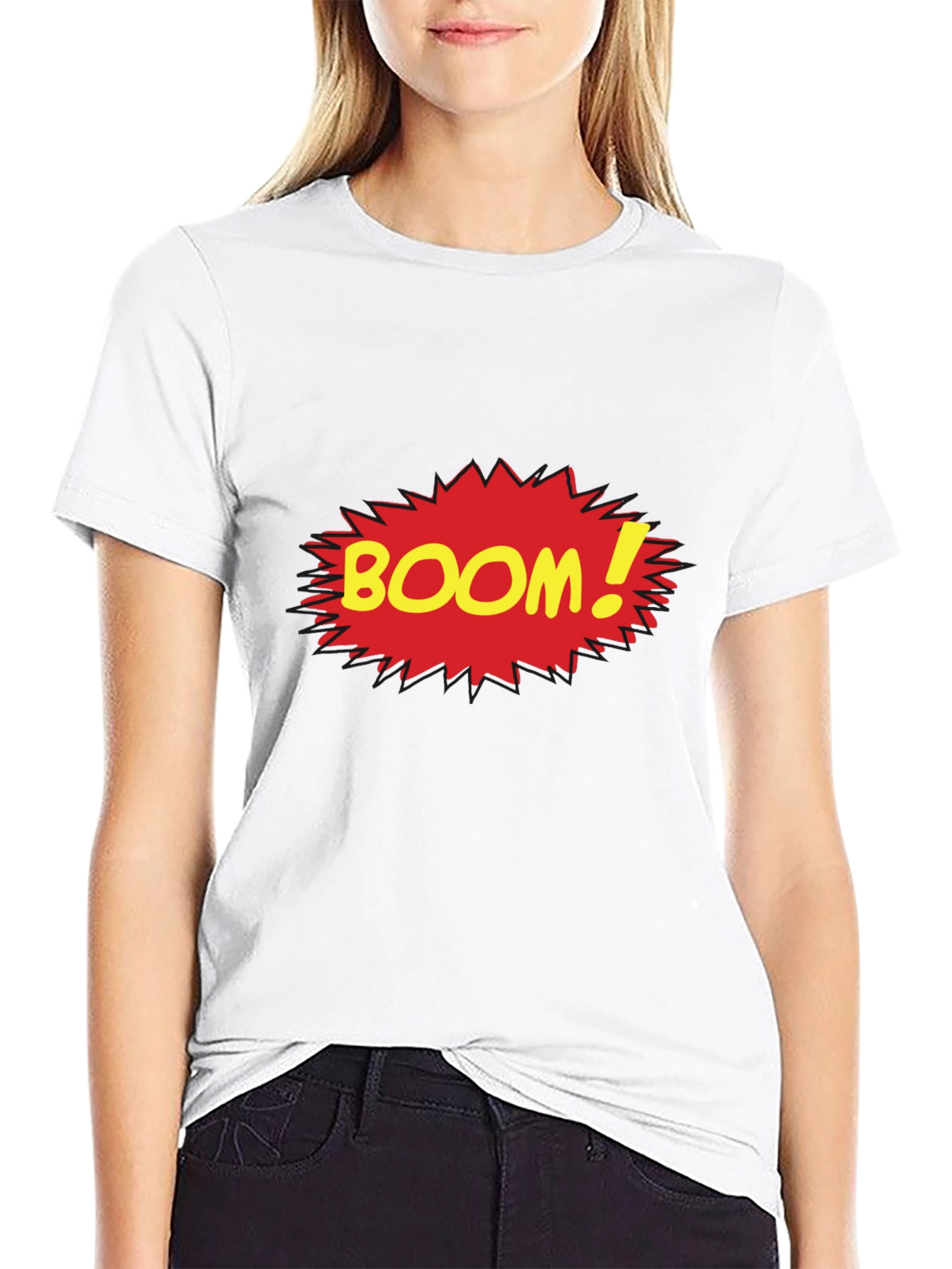 Boom Comic Style Graphic Tee - Black Cotton T-Shirt