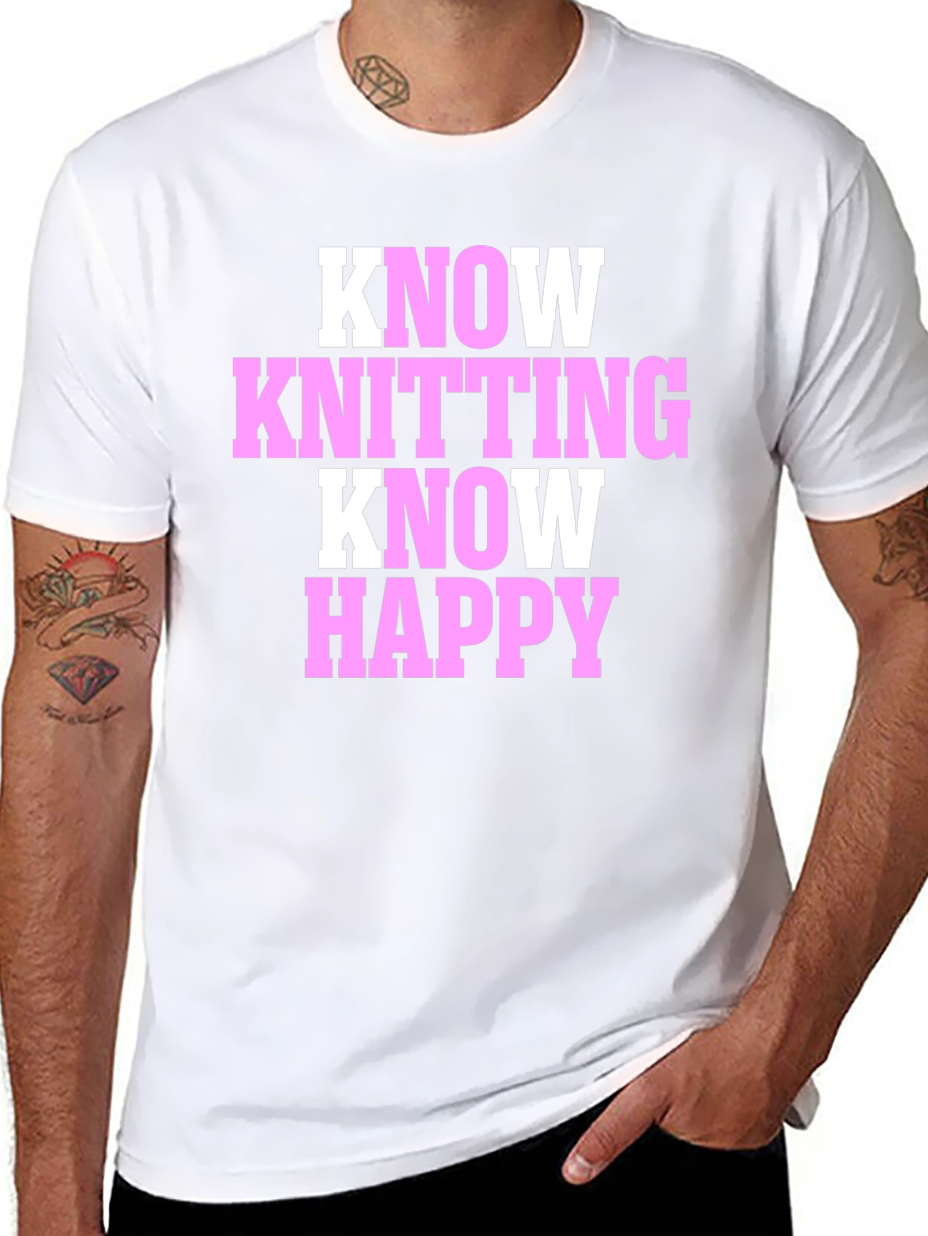 Know Knitting Know Happy Black T-Shirt