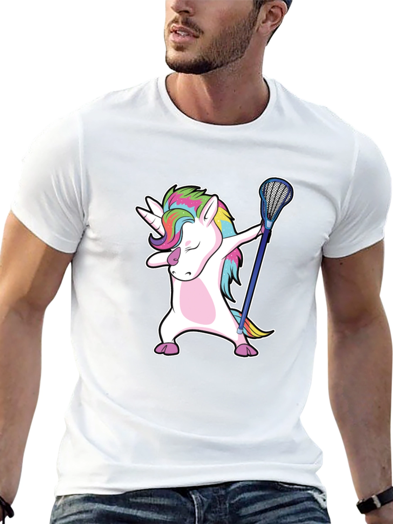 Unicorn Dabbing with Lacrosse Stick T-Shirt