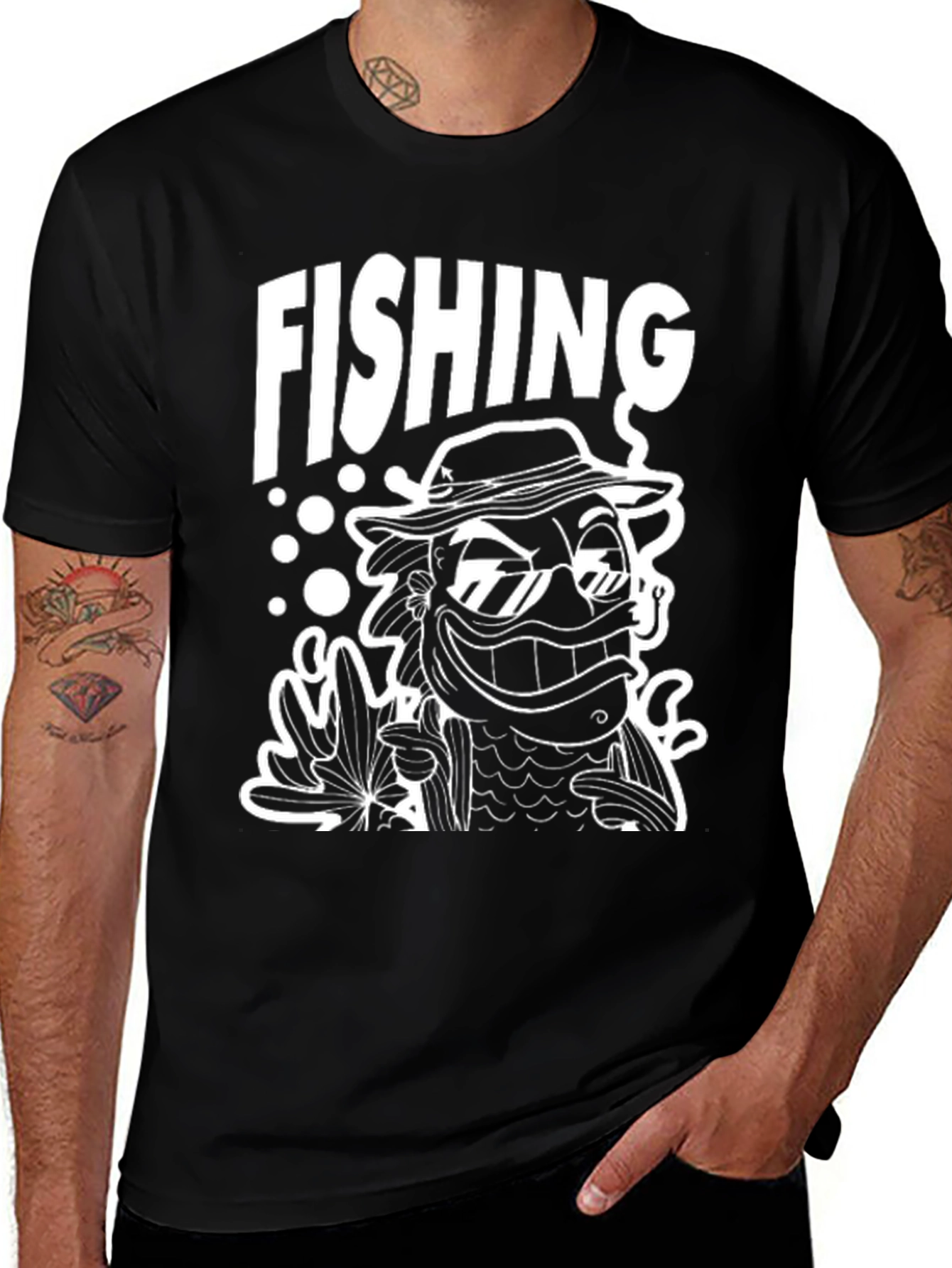 Funny Fishing Cartoon Graphic T-Shirt