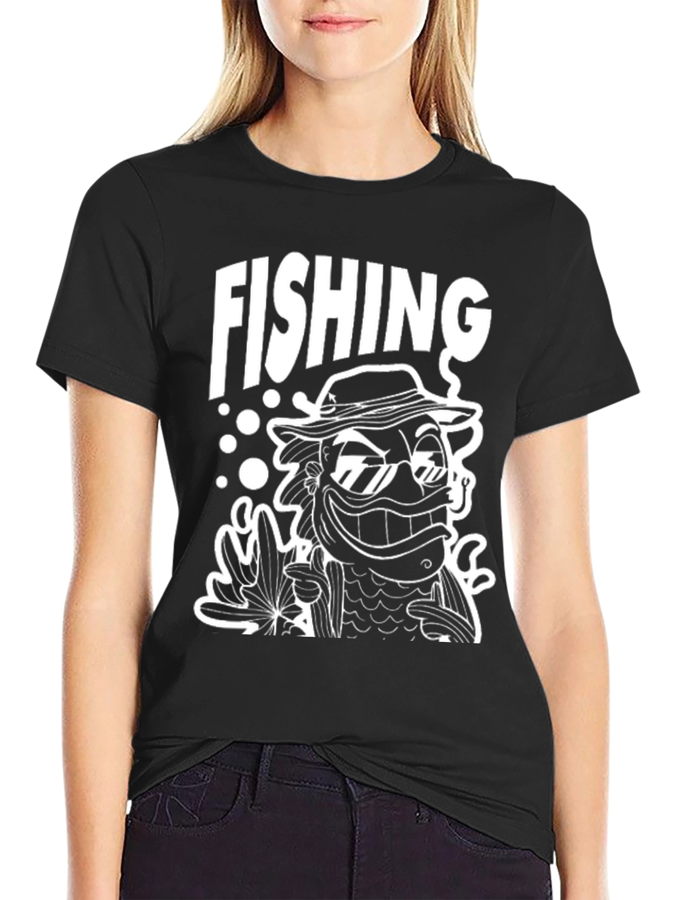 Funny Fishing Cartoon Graphic T-Shirt