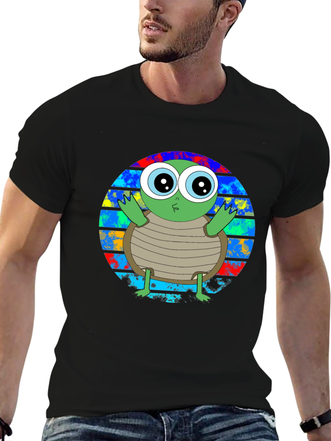 Cute Turtle Graphic T-Shirt - Unisex Black Tee
