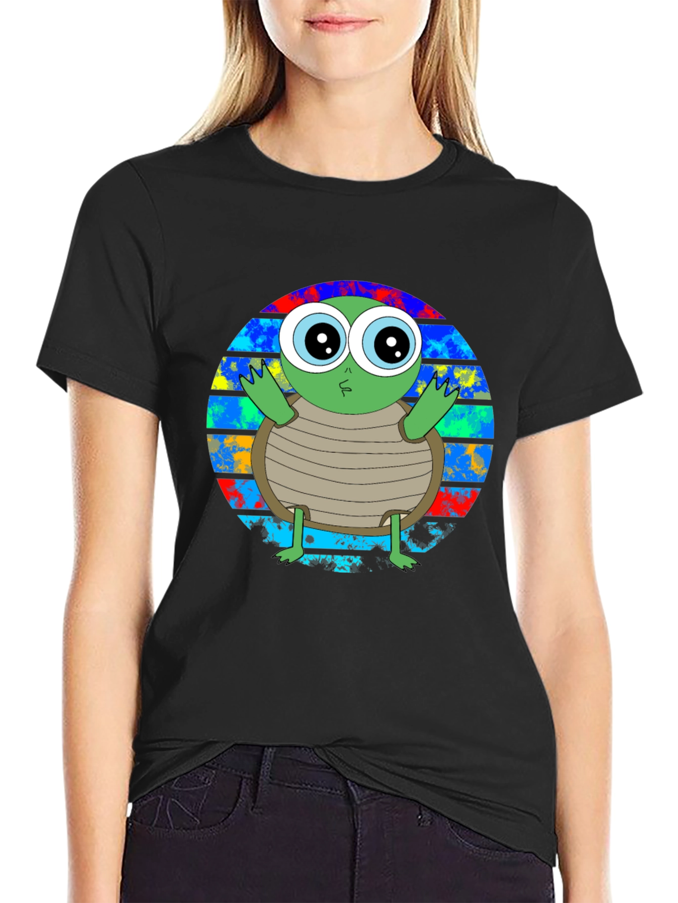 Cute Turtle Graphic T-Shirt - Unisex Black Tee