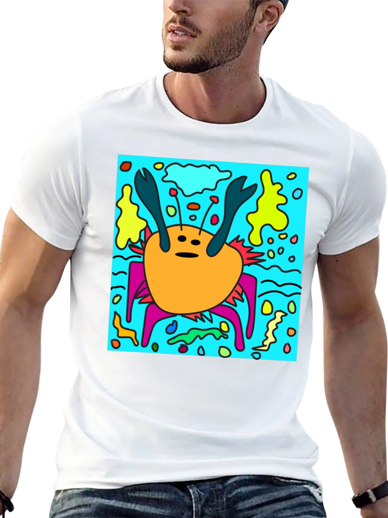 Funky Crab Graphic Print Tee - Unique Statement Piece