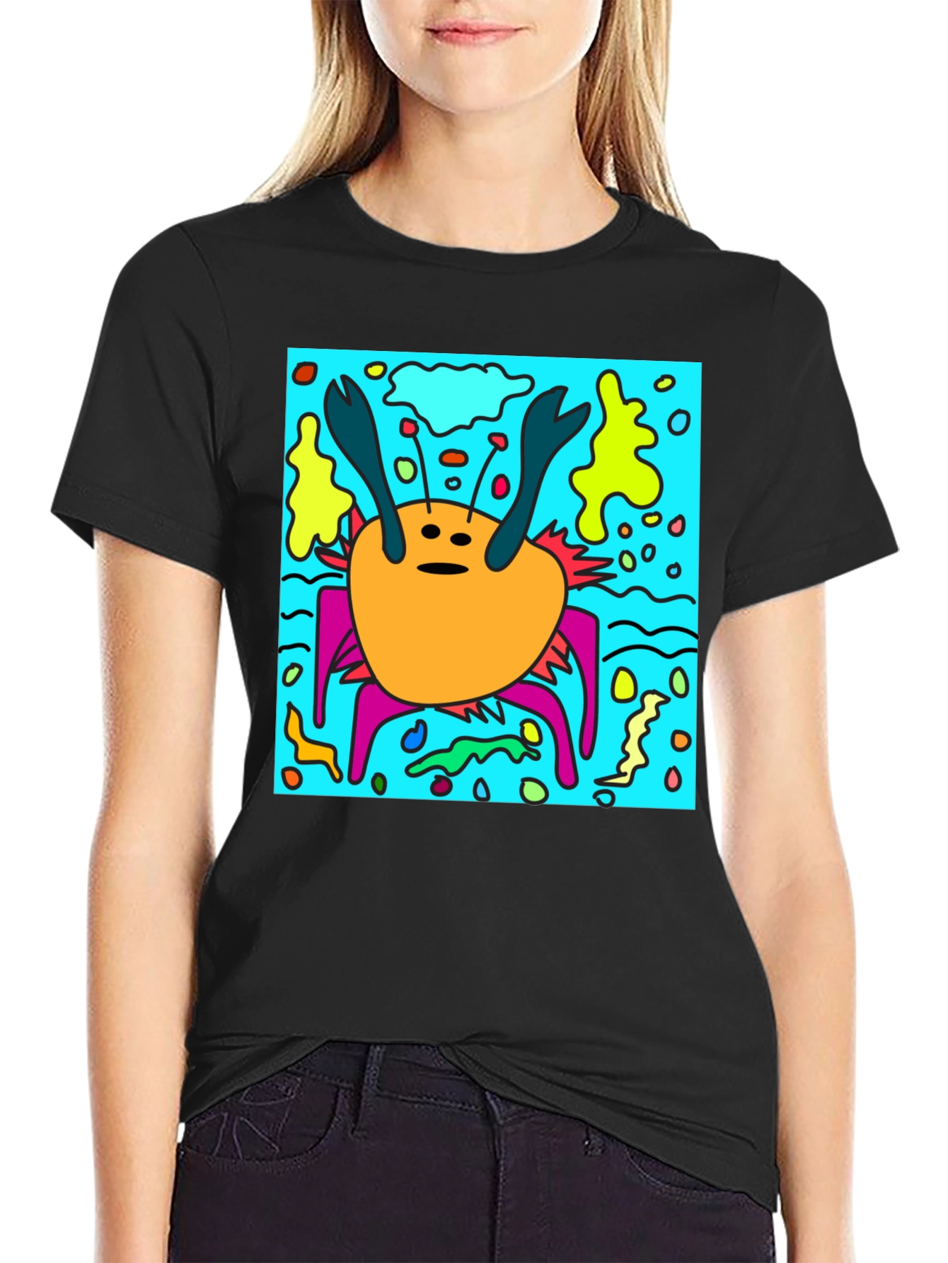 Funky Crab Graphic Print Tee - Unique Statement Piece