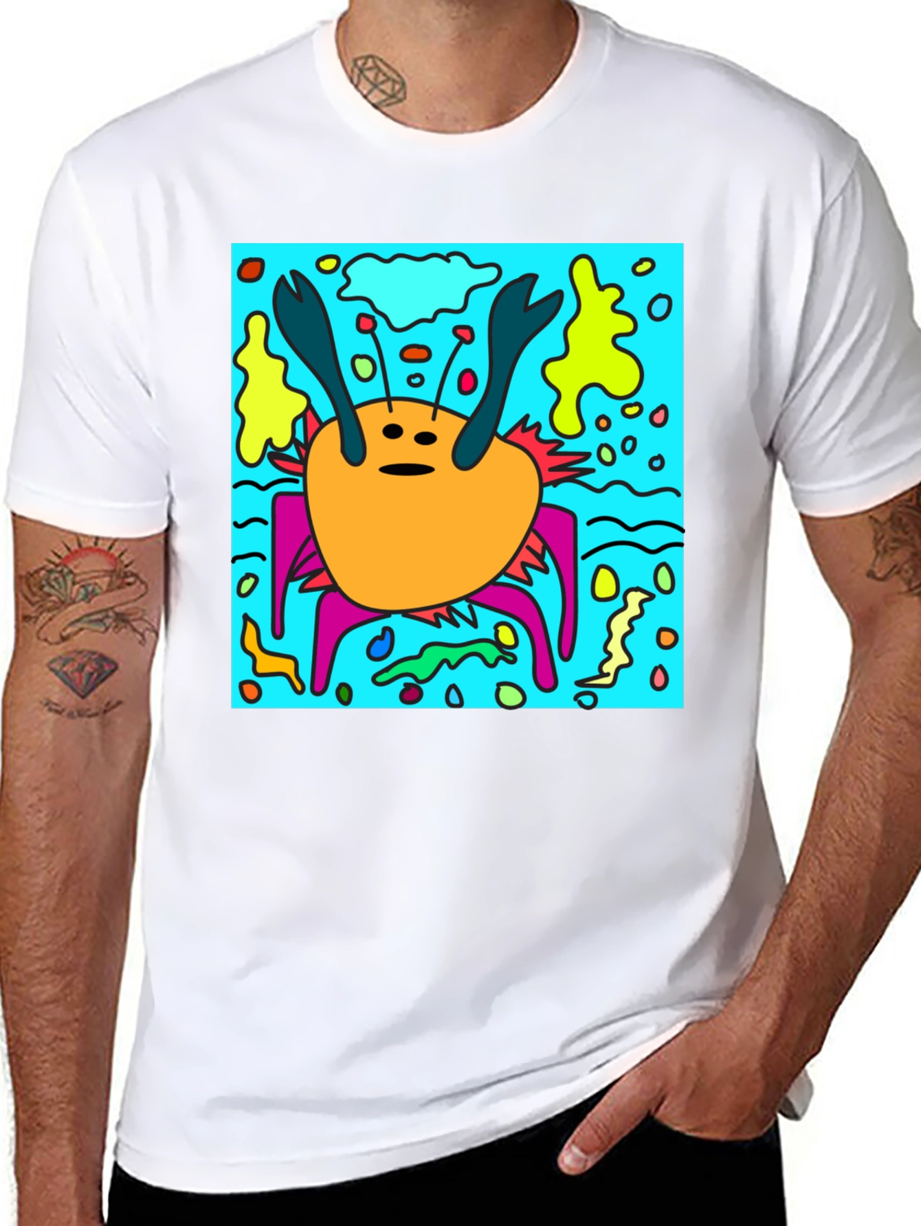 Funky Crab Graphic Print Tee - Unique Statement Piece