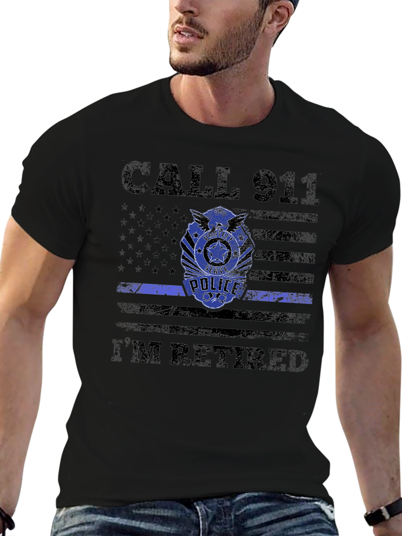Retired Police Officer T-Shirt - Call 911 Im Retired