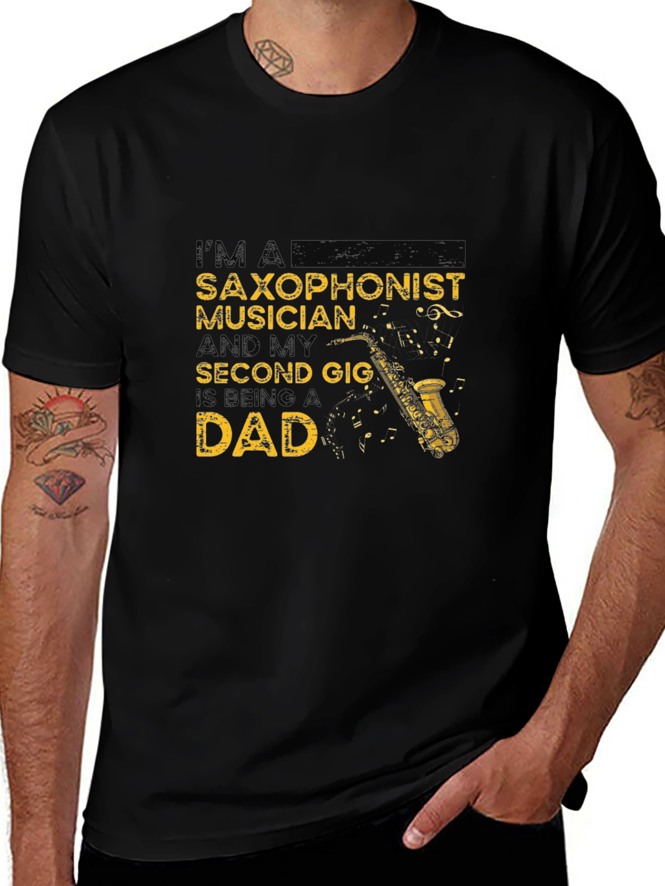 Saxophonist Musician Dad Graphic Tee