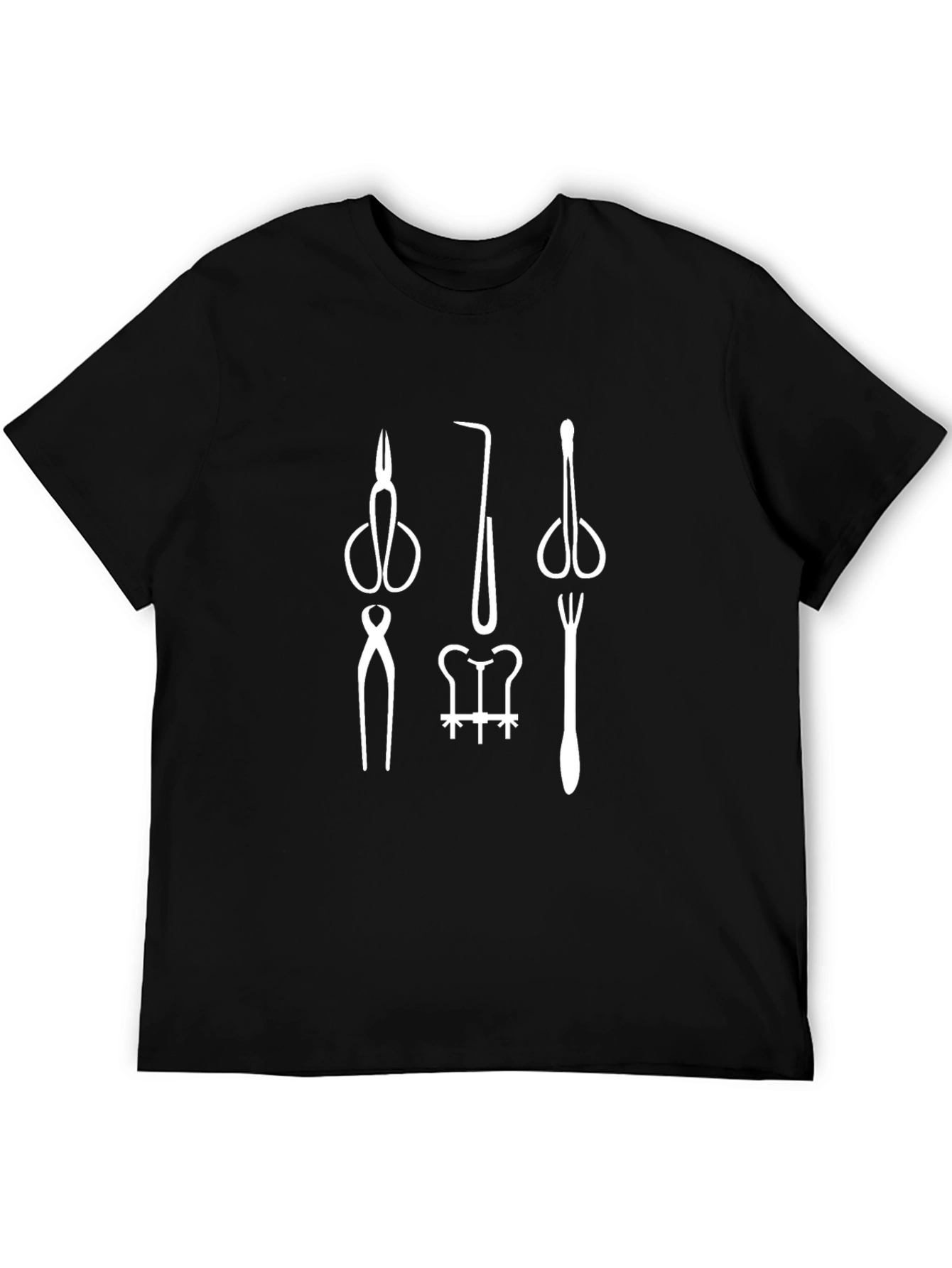 Medical Instrument Graphic Tee - Black Cotton T-Shirt