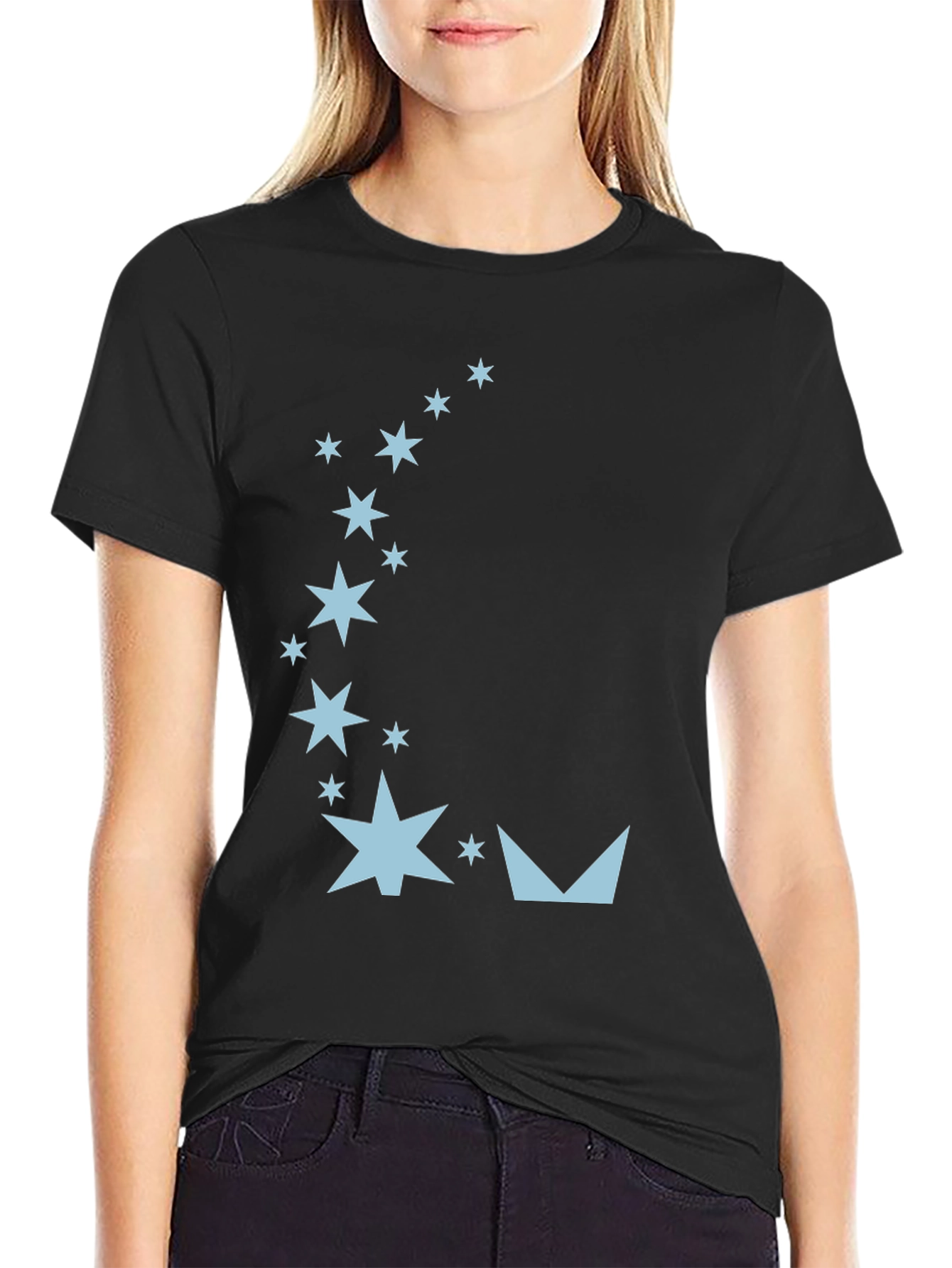 Starry Night Graphic Tee - Black Cotton Blend