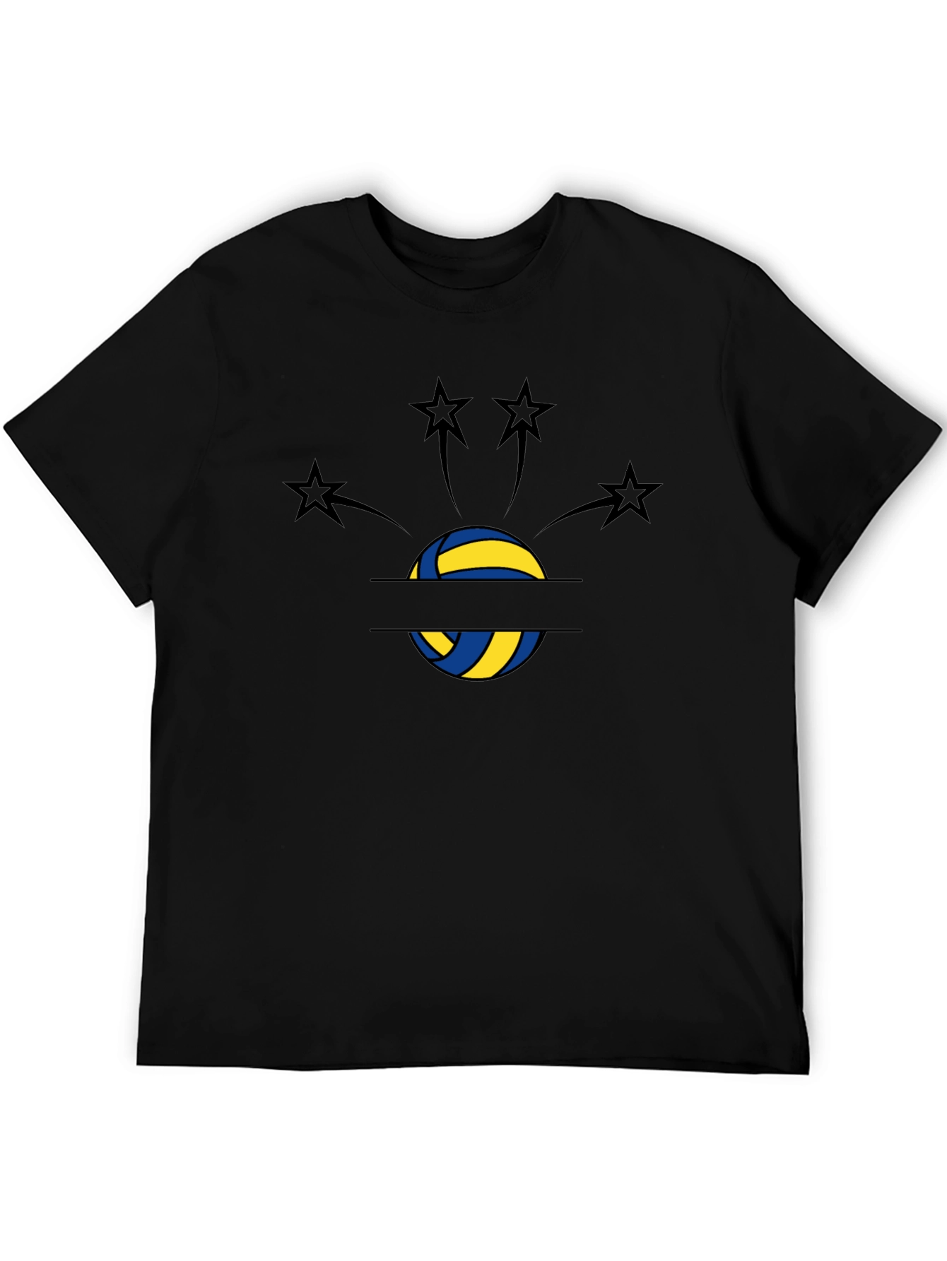 Volleyball Star Graphic T-Shirt - Black