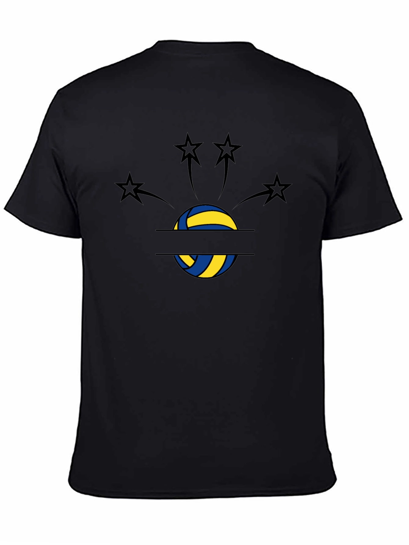 Volleyball Star Graphic T-Shirt - Black