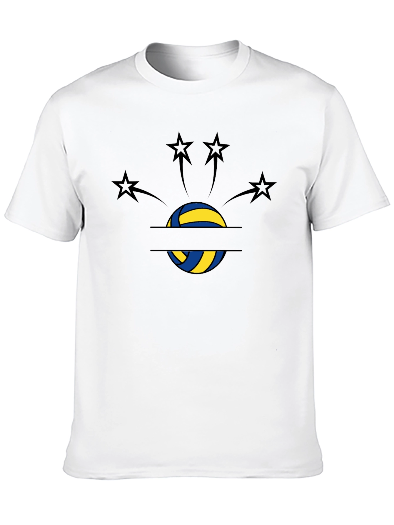 Volleyball Star Graphic T-Shirt - Black