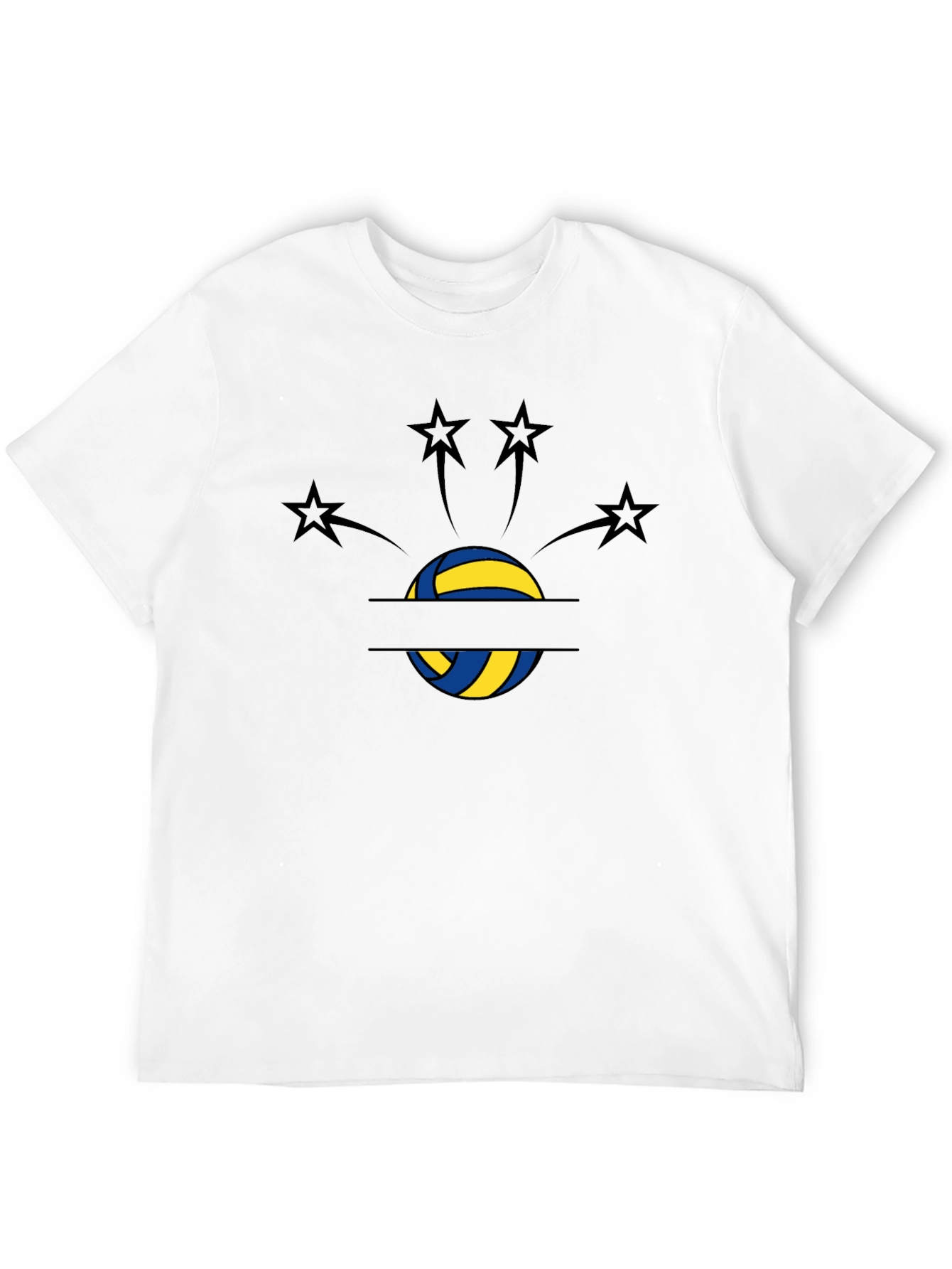Volleyball Star Graphic T-Shirt - Black