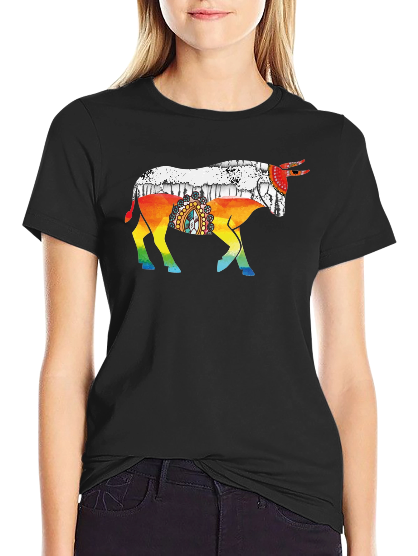 Rainbow Bull Graphic Tee - Stylish Mens Shirt
