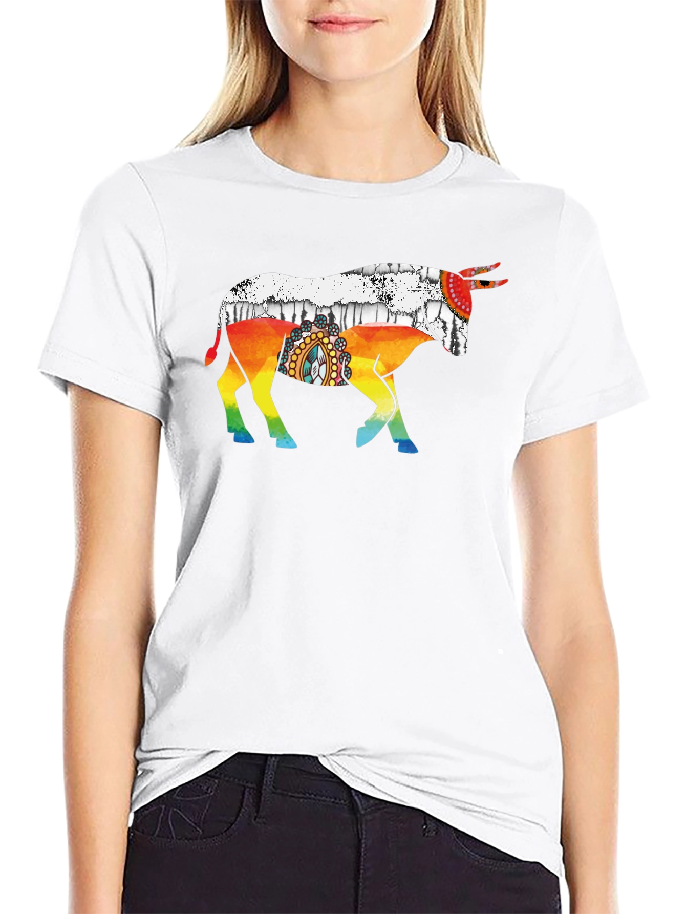 Rainbow Bull Graphic Tee - Stylish Mens Shirt