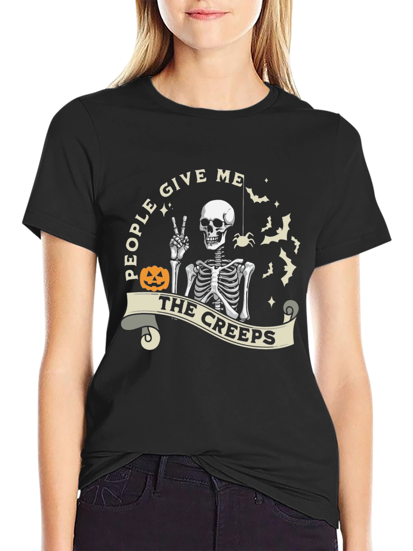 Halloween Skeleton The Creeps Graphic Tee