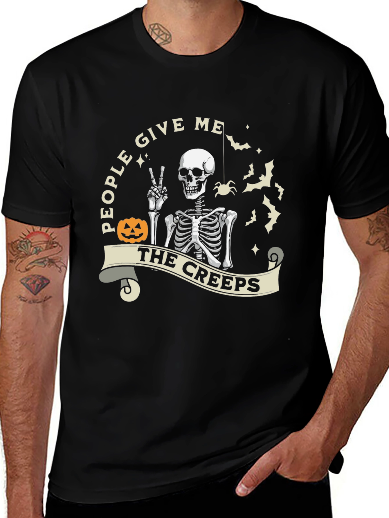 Halloween Skeleton The Creeps Graphic Tee