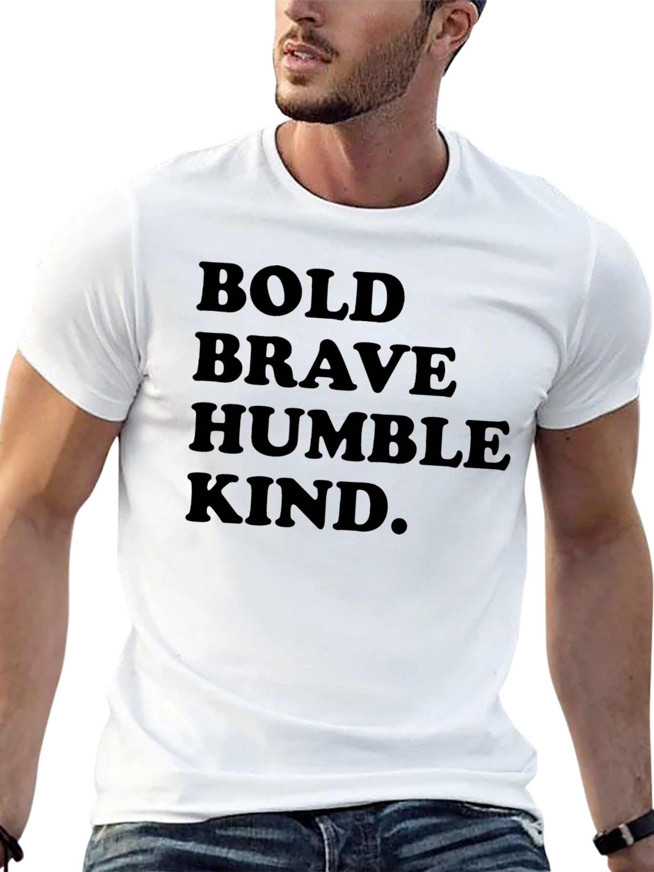 Mens Black Graphic Tee - Bold Brave Humble Kind
