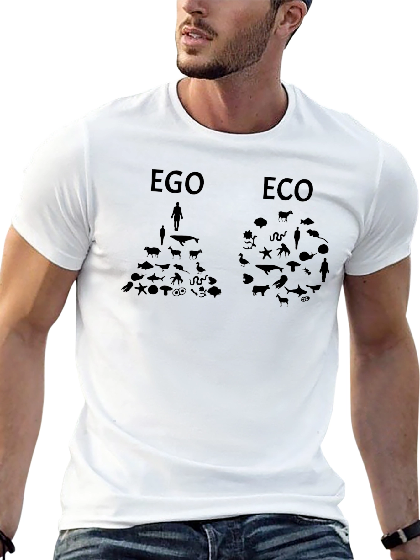 Ego vs Eco Graphic T-Shirt - Earth Awareness