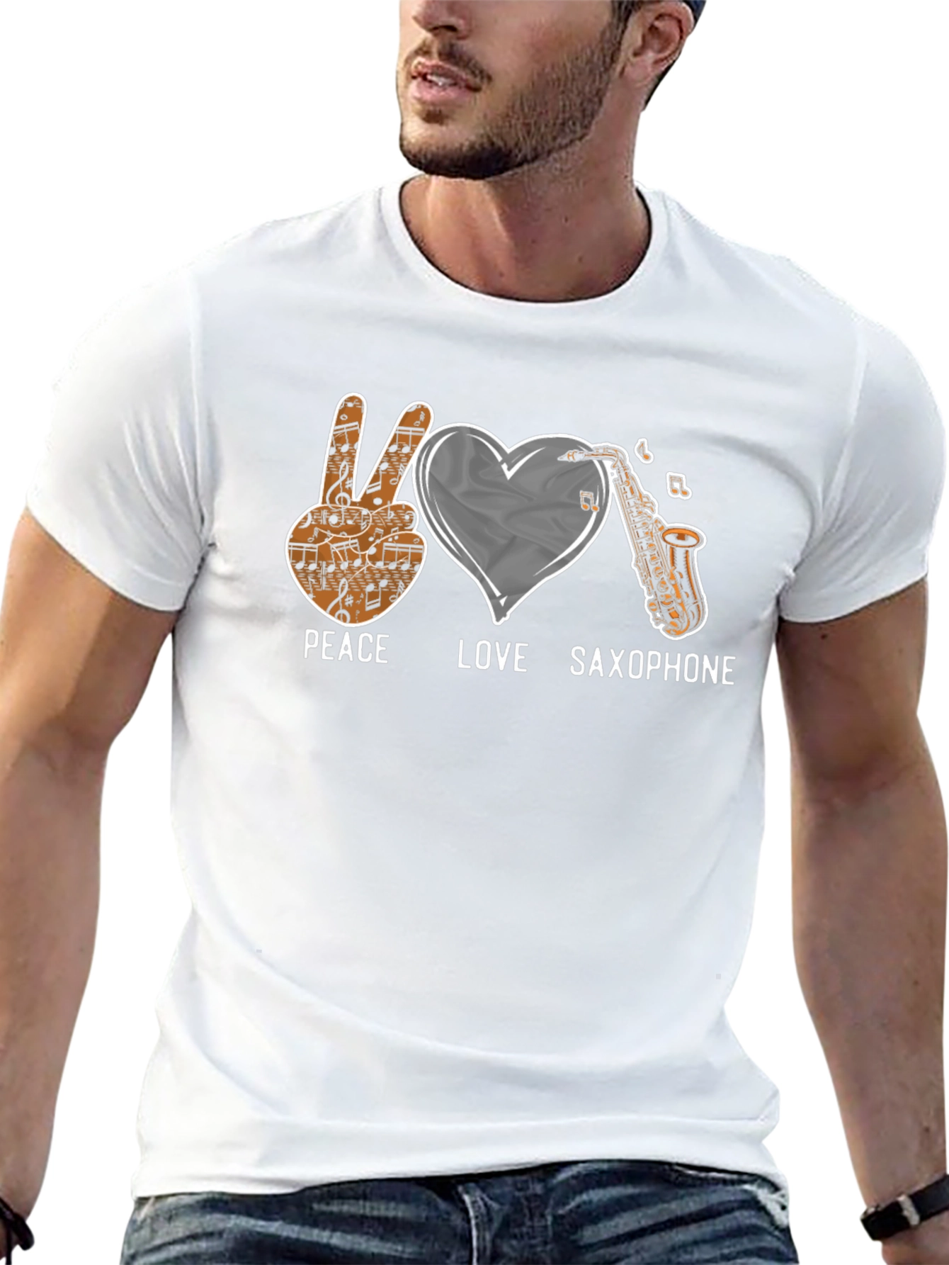 Peace Love Saxophone Graphic Tee
