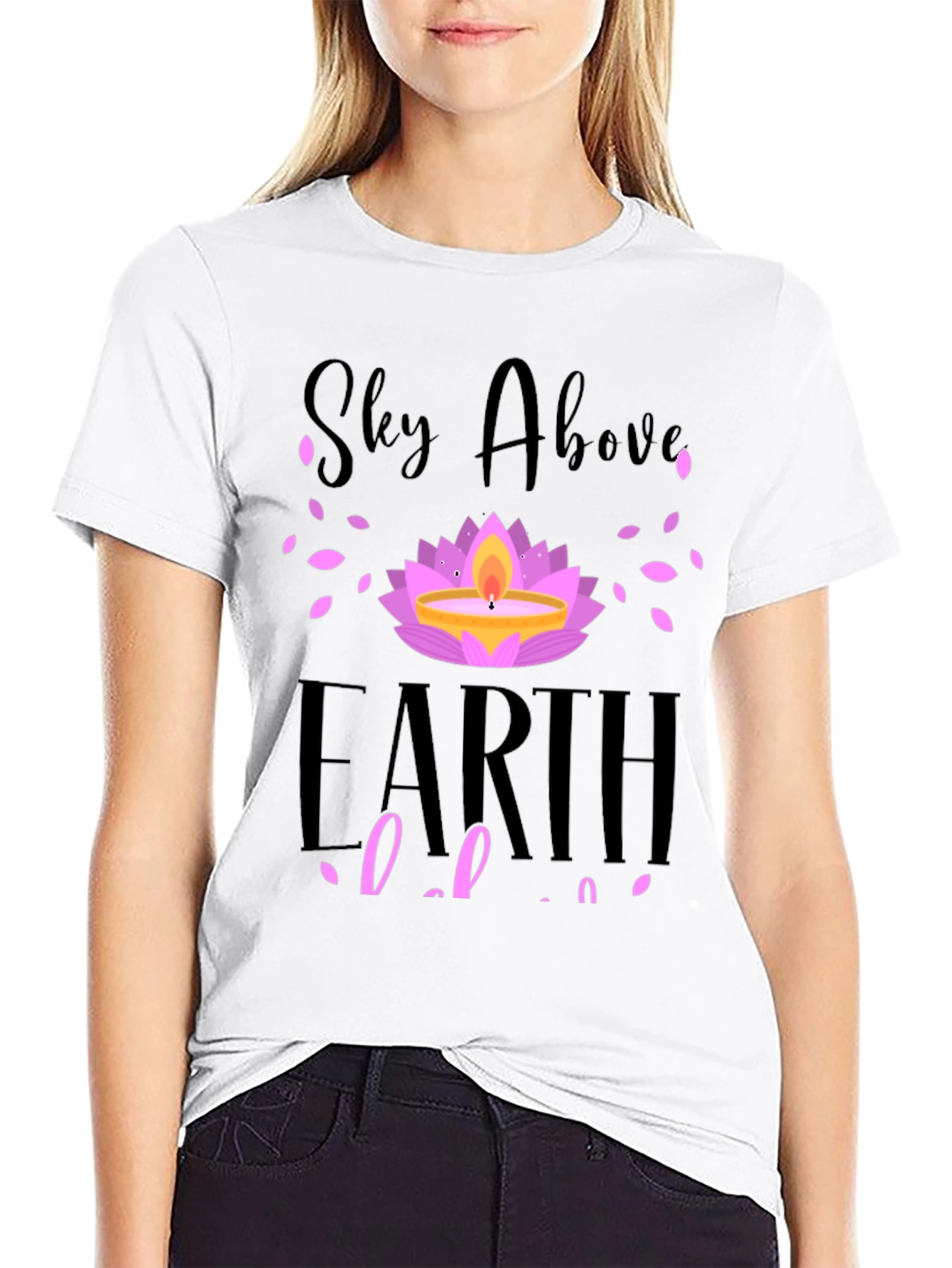 Sky Above Earth Below T-Shirt Lotus Design