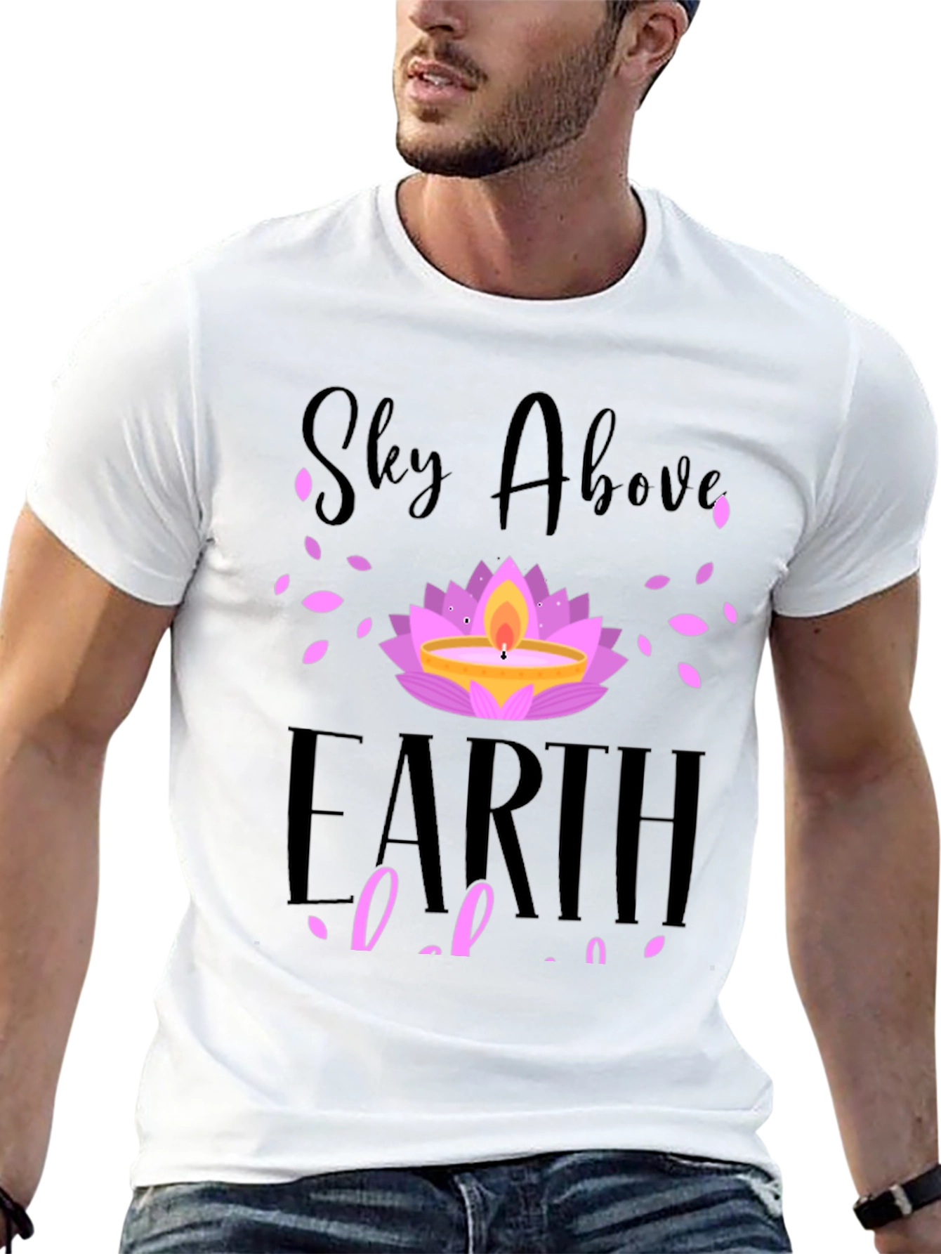Sky Above Earth Below T-Shirt Lotus Design
