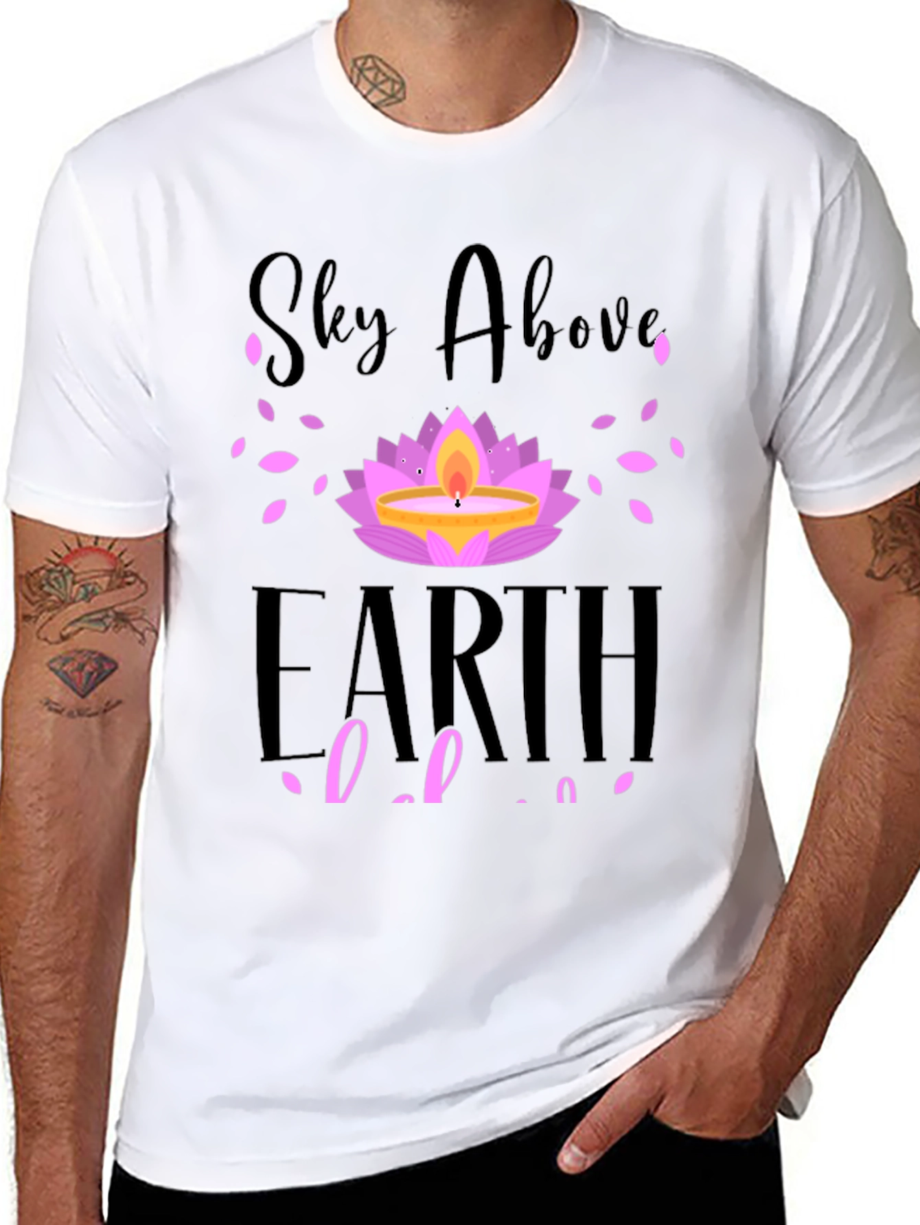 Sky Above Earth Below T-Shirt Lotus Design