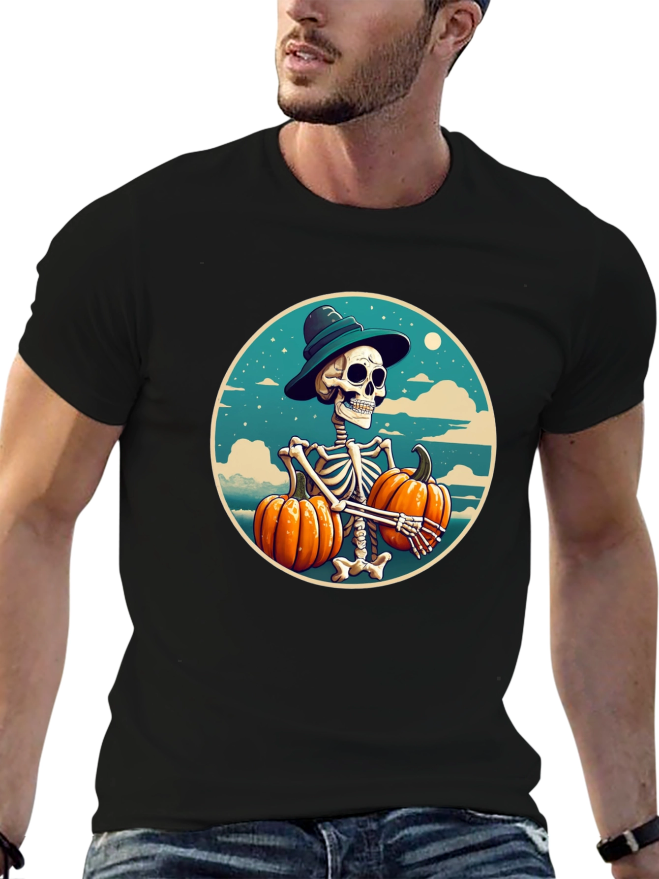 Skeleton Pumpkin T-Shirt - Halloween Graphic Tee