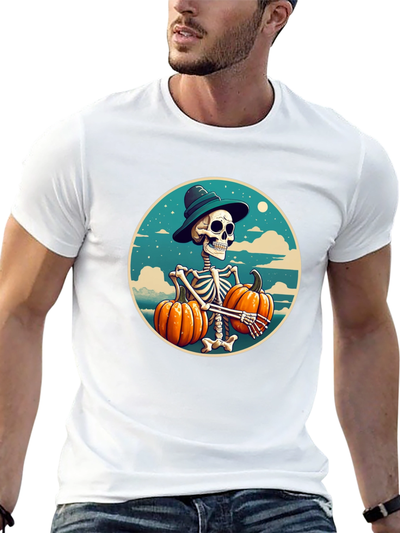 Skeleton Pumpkin T-Shirt - Halloween Graphic Tee