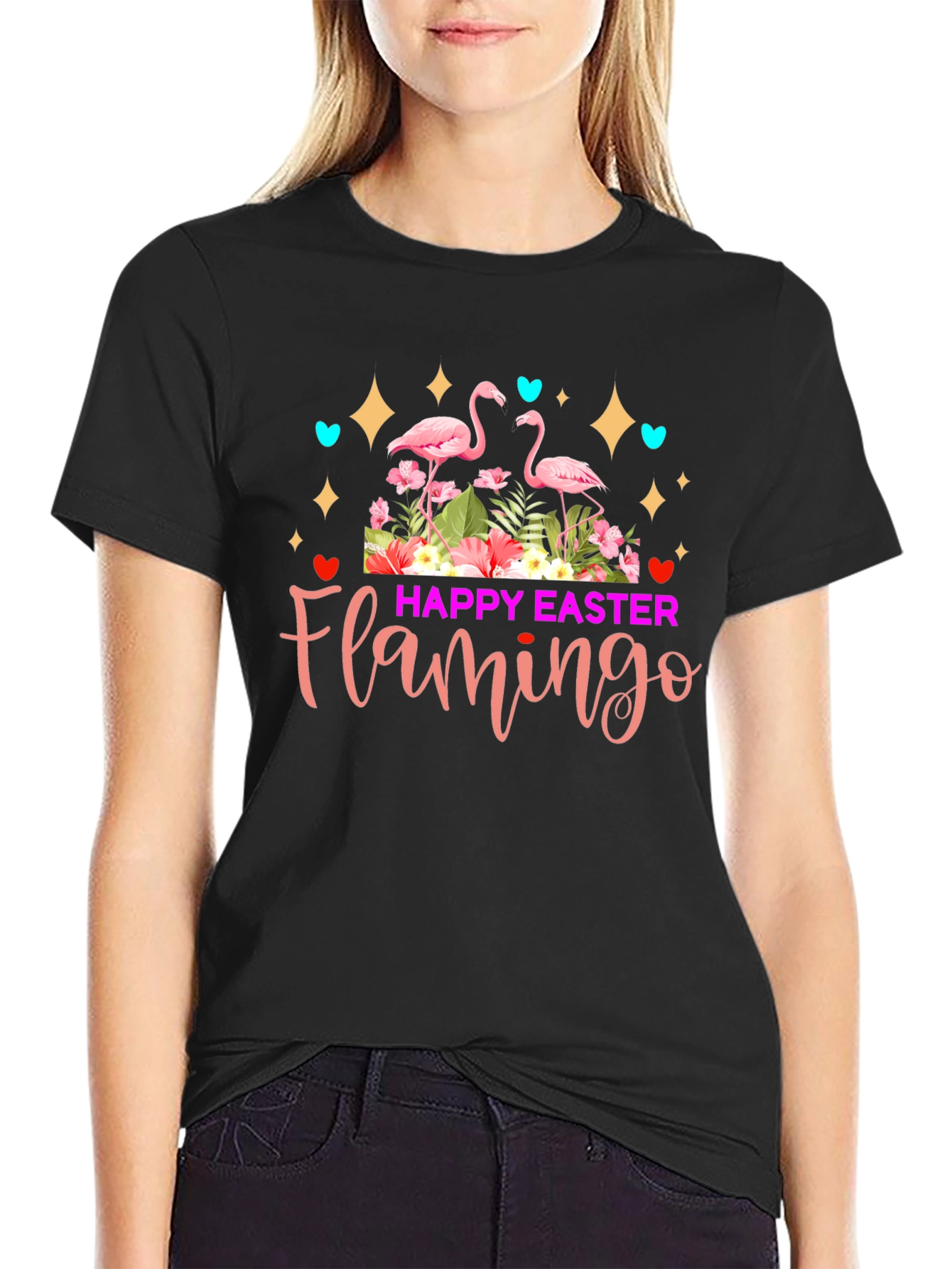 Happy Easter Flamingo Graphic T-Shirt