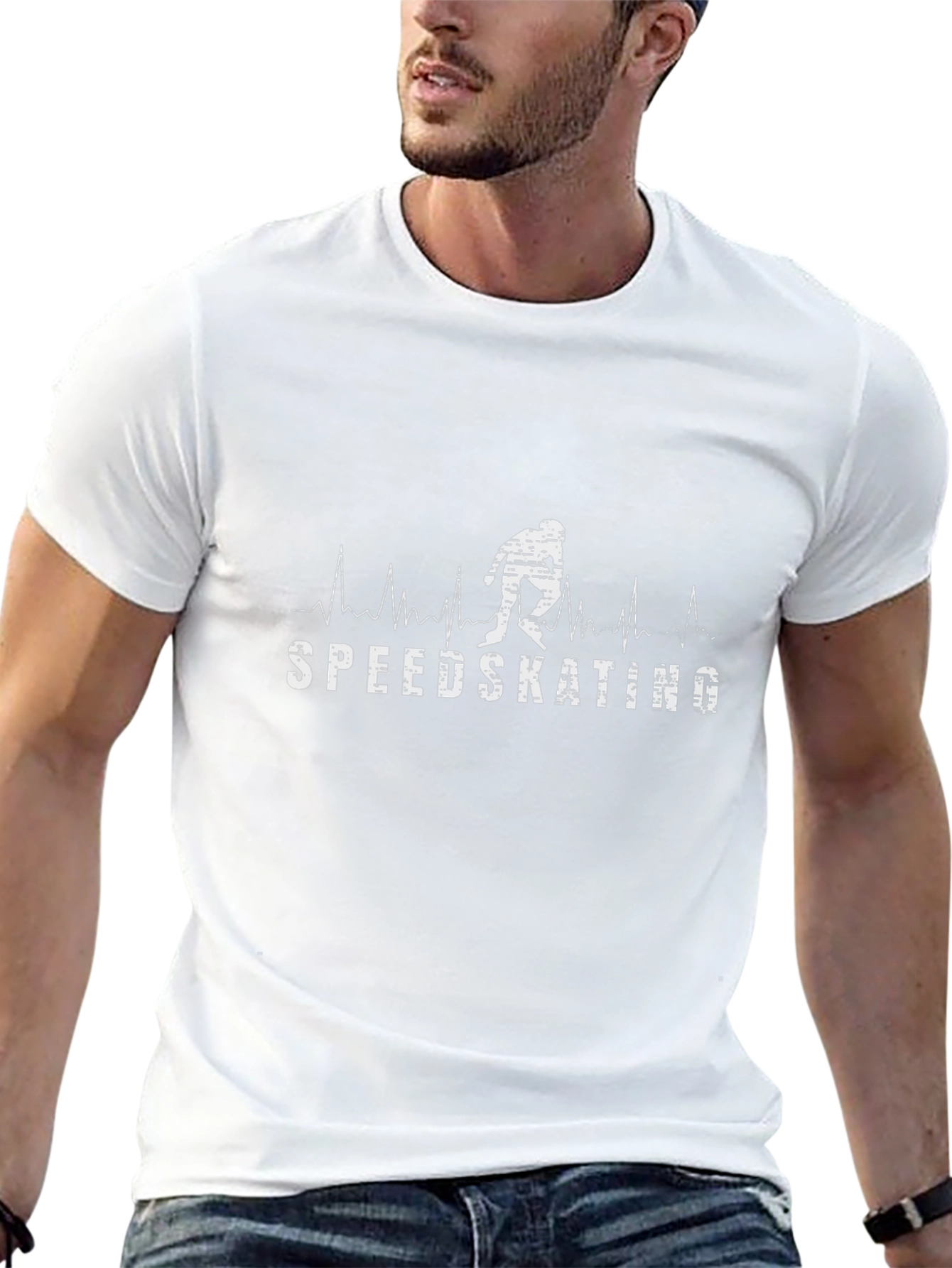 Speedskating Heartbeat Graphic T-Shirt - Black