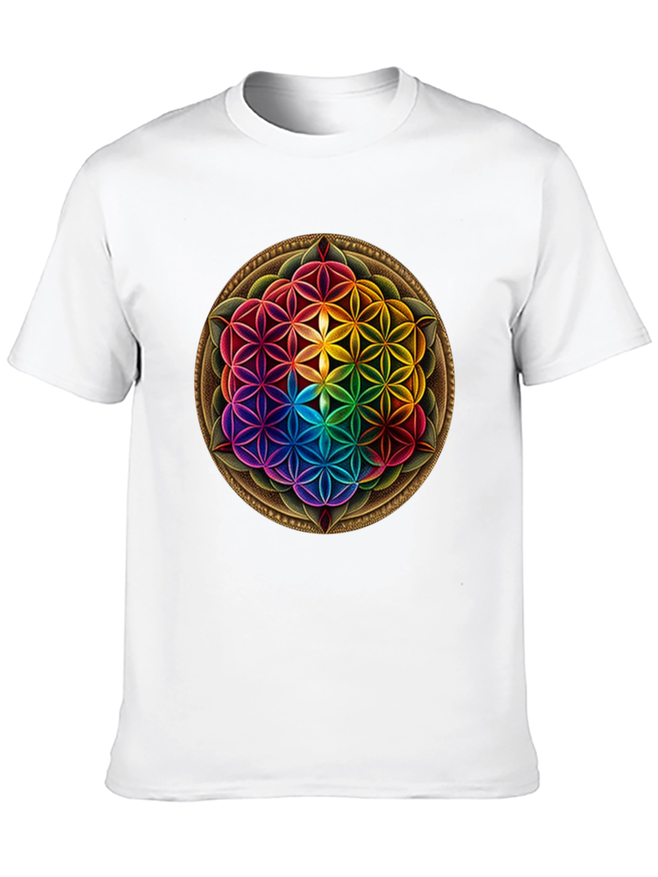 Rainbow Flower of Life Graphic T-Shirt