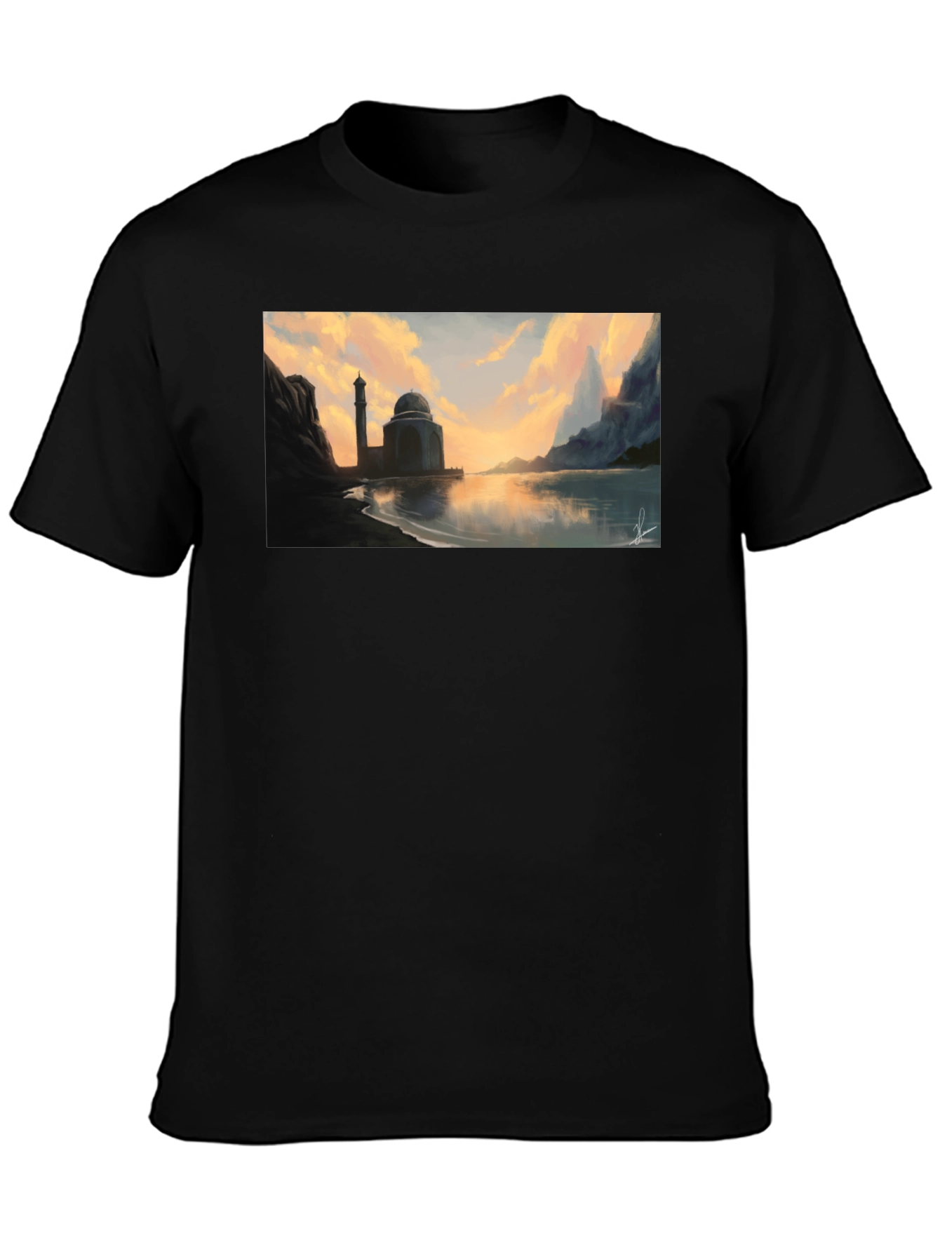Mosque at Sunset Black T-Shirt