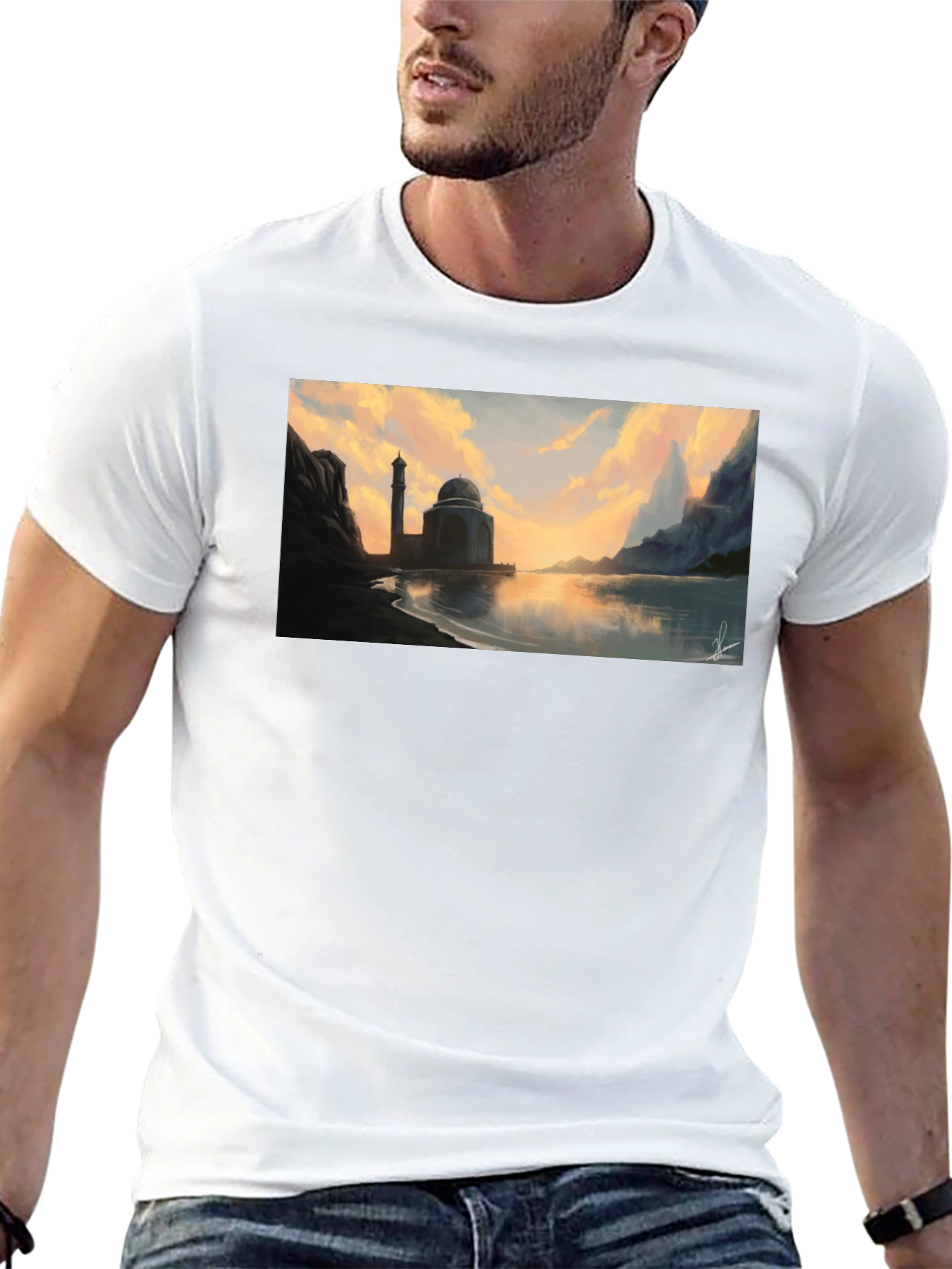 Mosque at Sunset Black T-Shirt