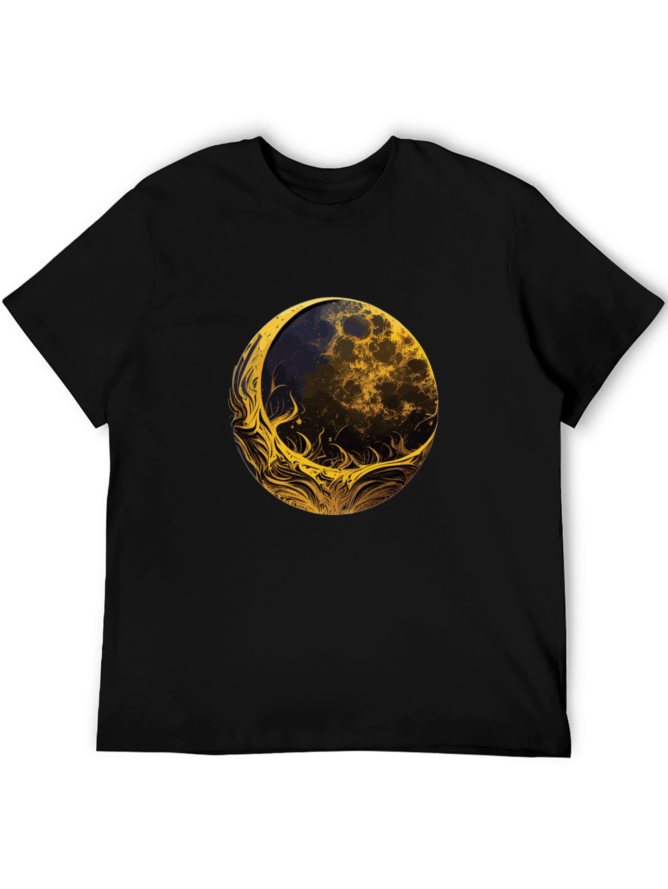 Abstract Moon Graphic Tee - Black