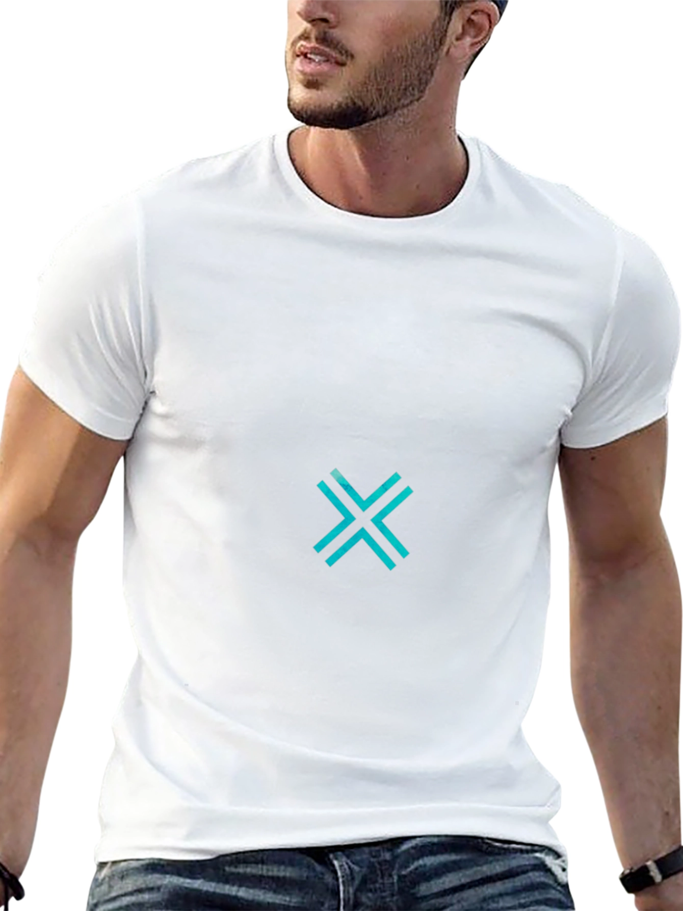 Modern Graphic Tee - Cyan X Design